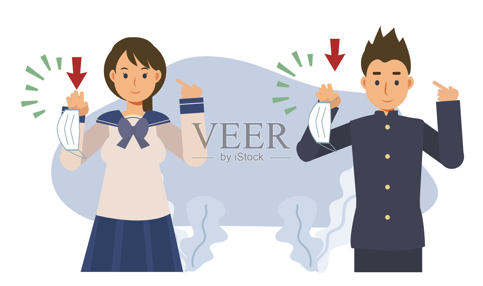 日本男性和女性的新冠肺炎概念插画图片素材