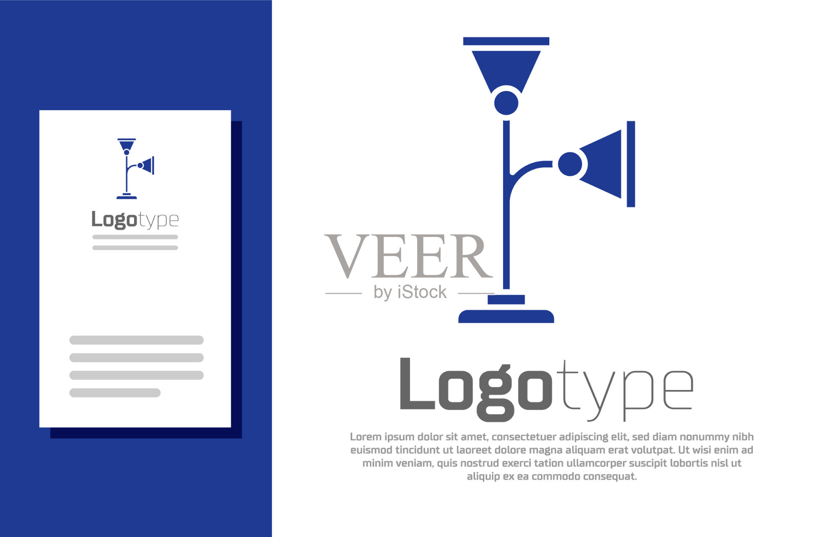 蓝色落地灯图标孤立在白色背景上图标素材