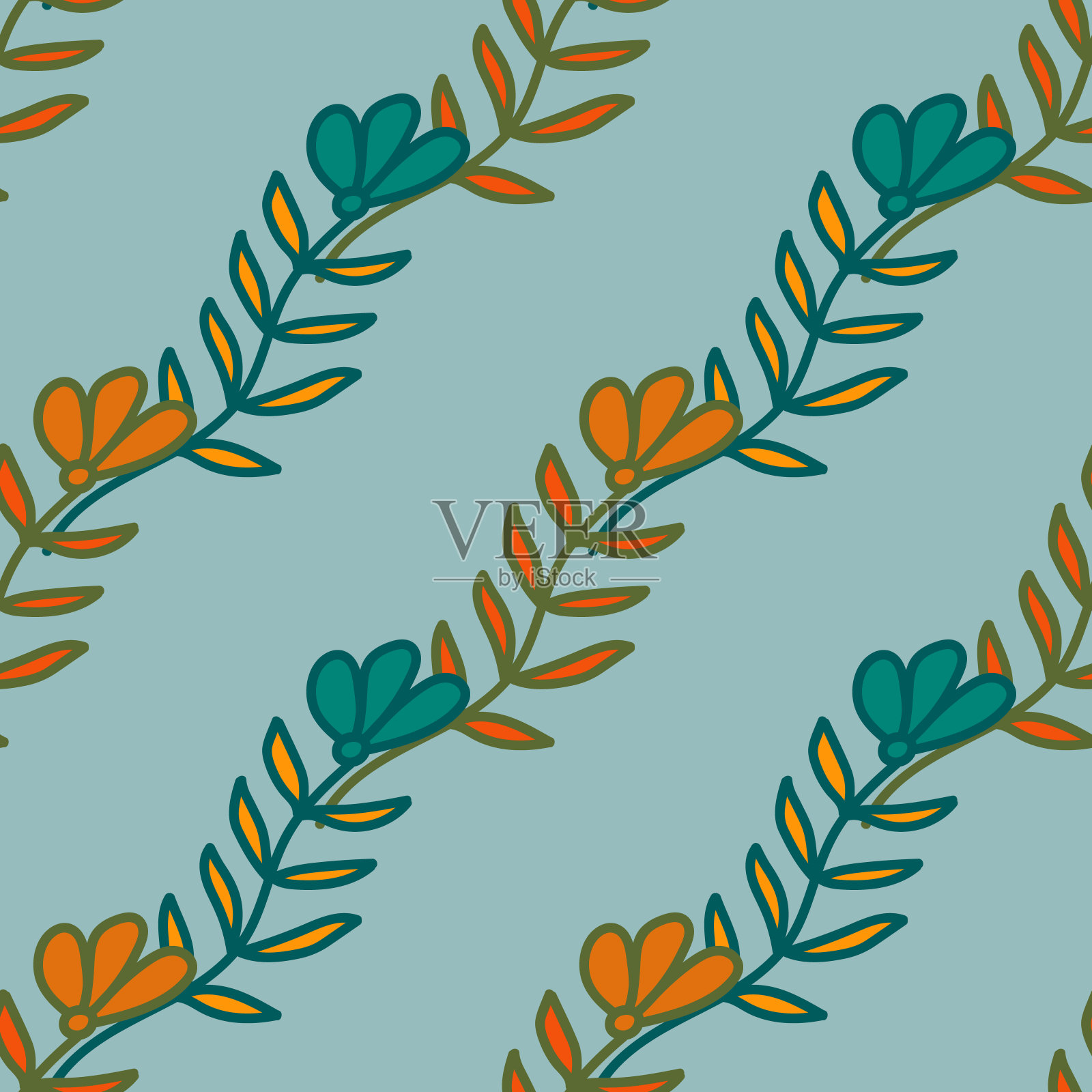 抽象简单的花朵无缝图案。孩子们的花卉壁纸。可爱的植物无尽的背景。插画图片素材