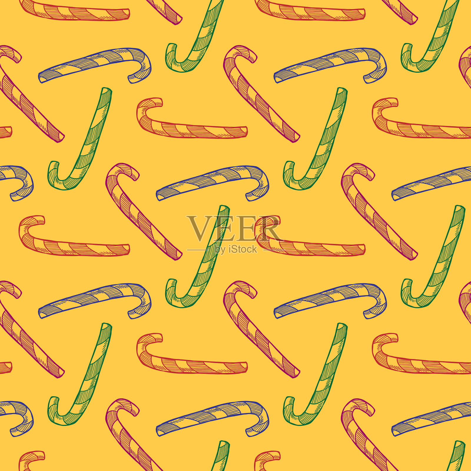 糖果手杖无缝图案插画图片素材