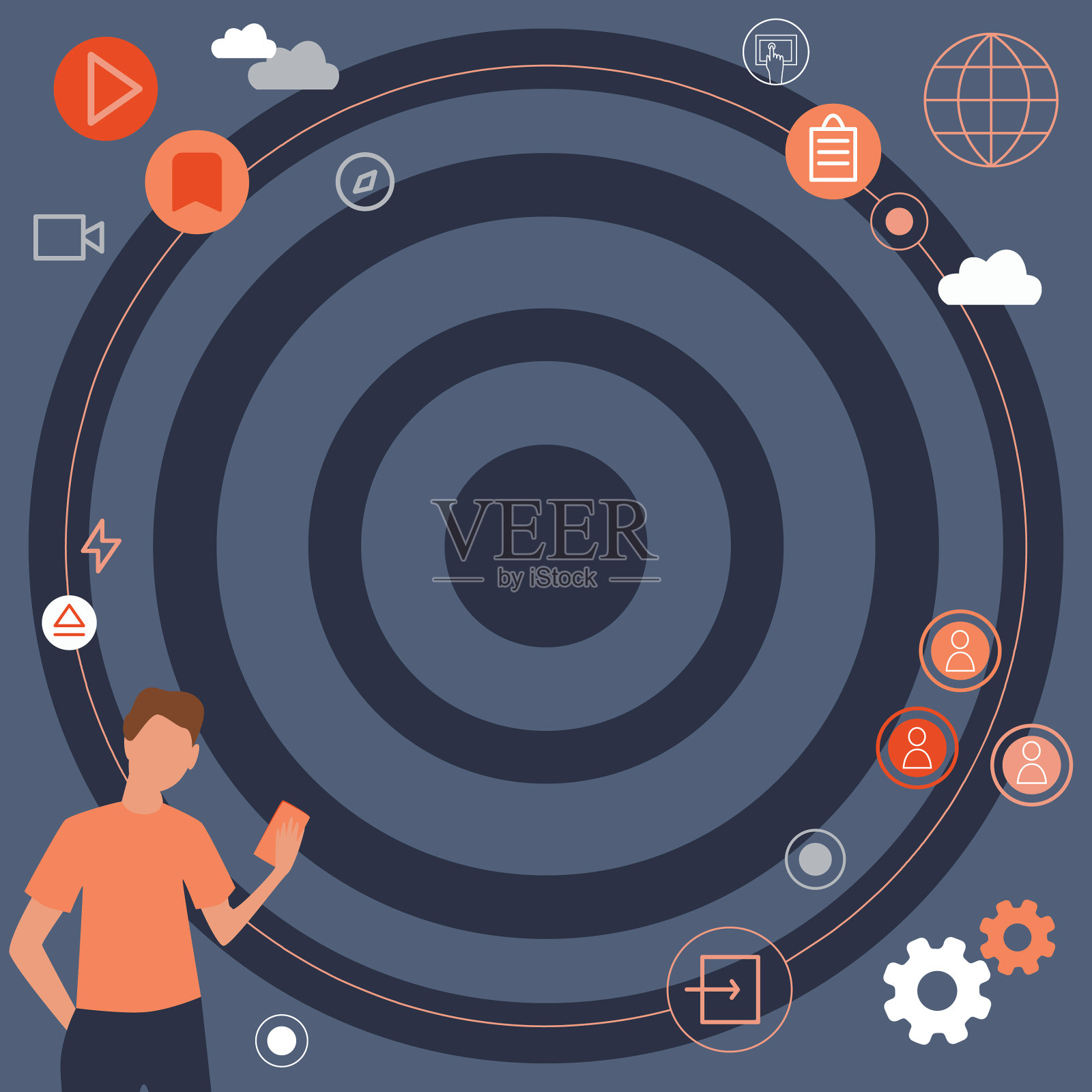 商人创新思维引领理念插画图片素材