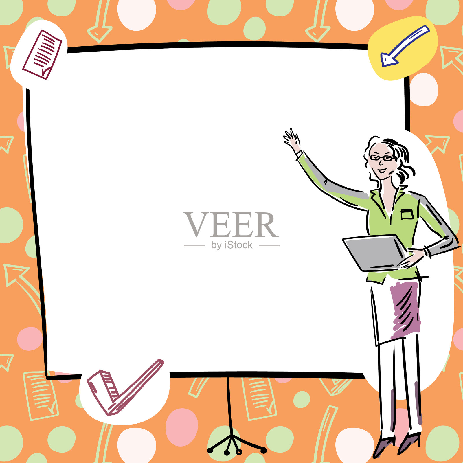 女商人穿着休闲站稳插画图片素材