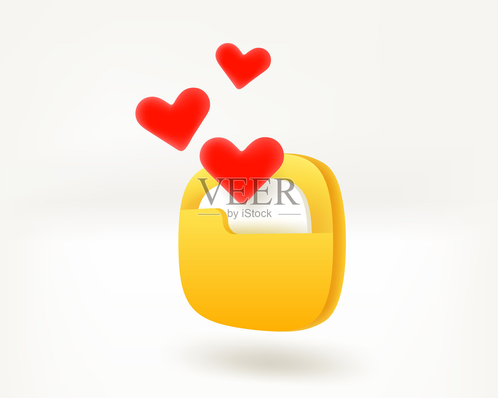 文件夹图标与心浪漫的信息概念插画图片素材