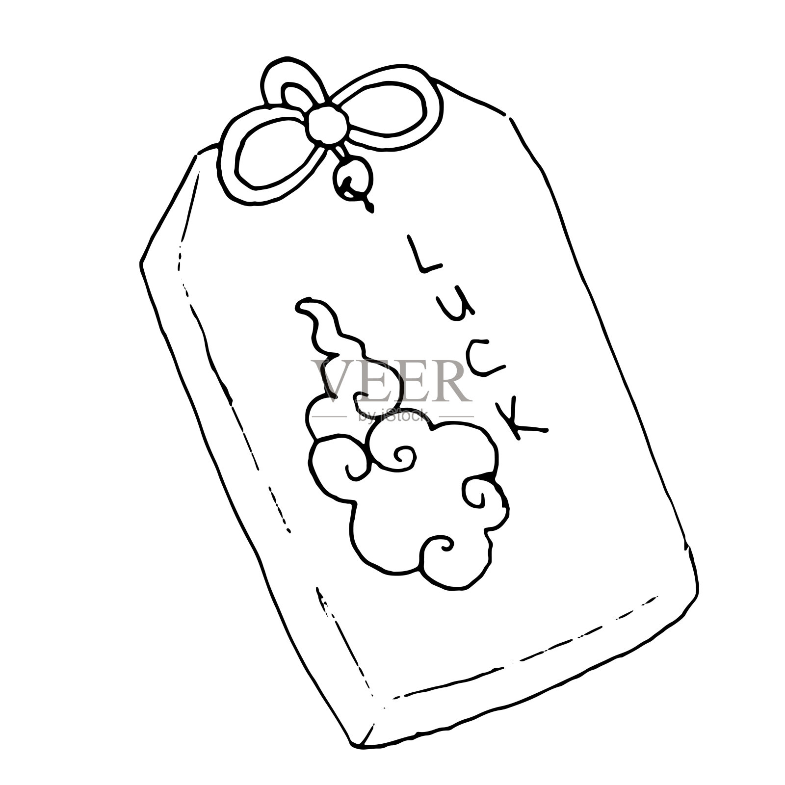 护身符的插图。omamori草图。手绘林日文护身符插画图片素材