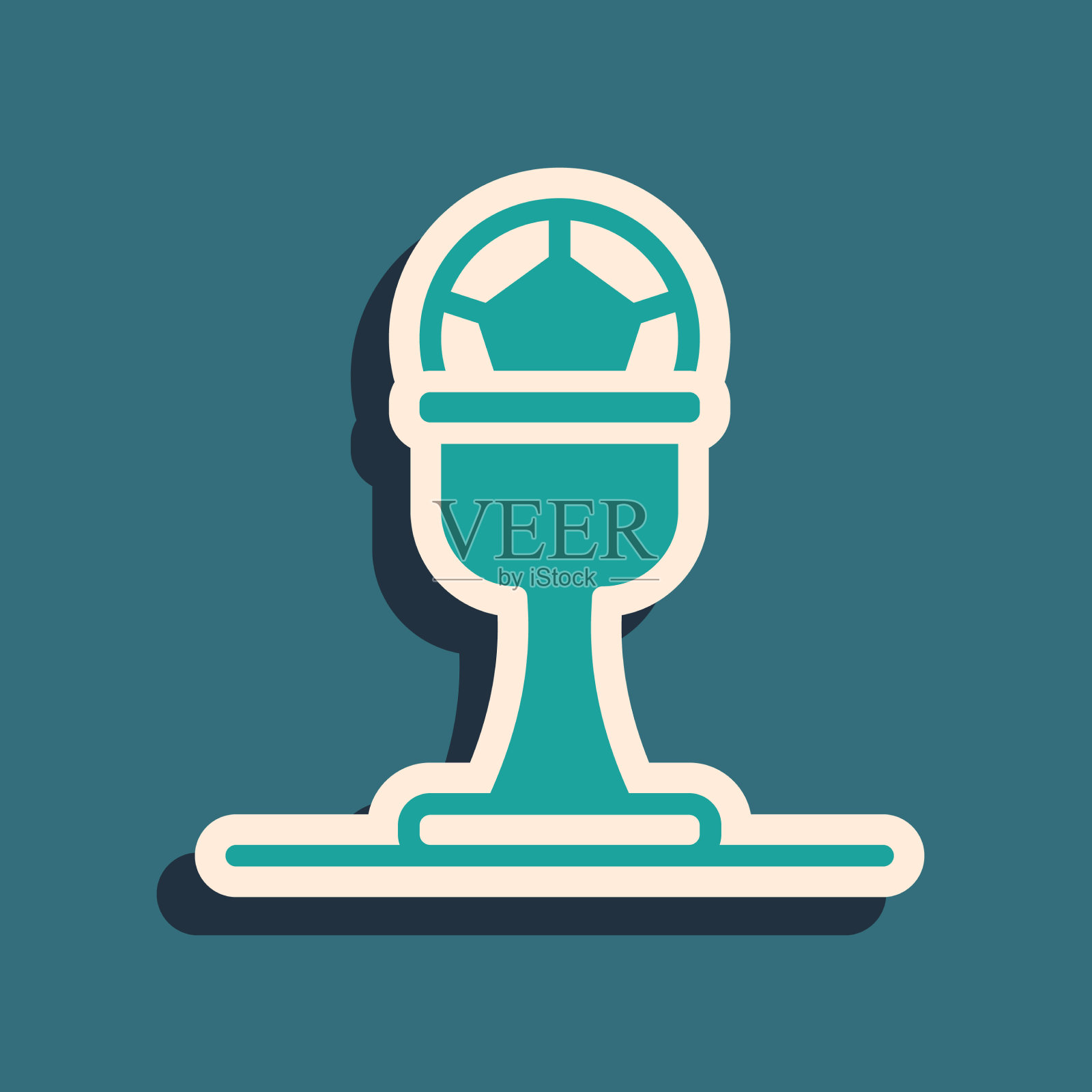 绿色奖杯和足球图标孤立上插画图片素材