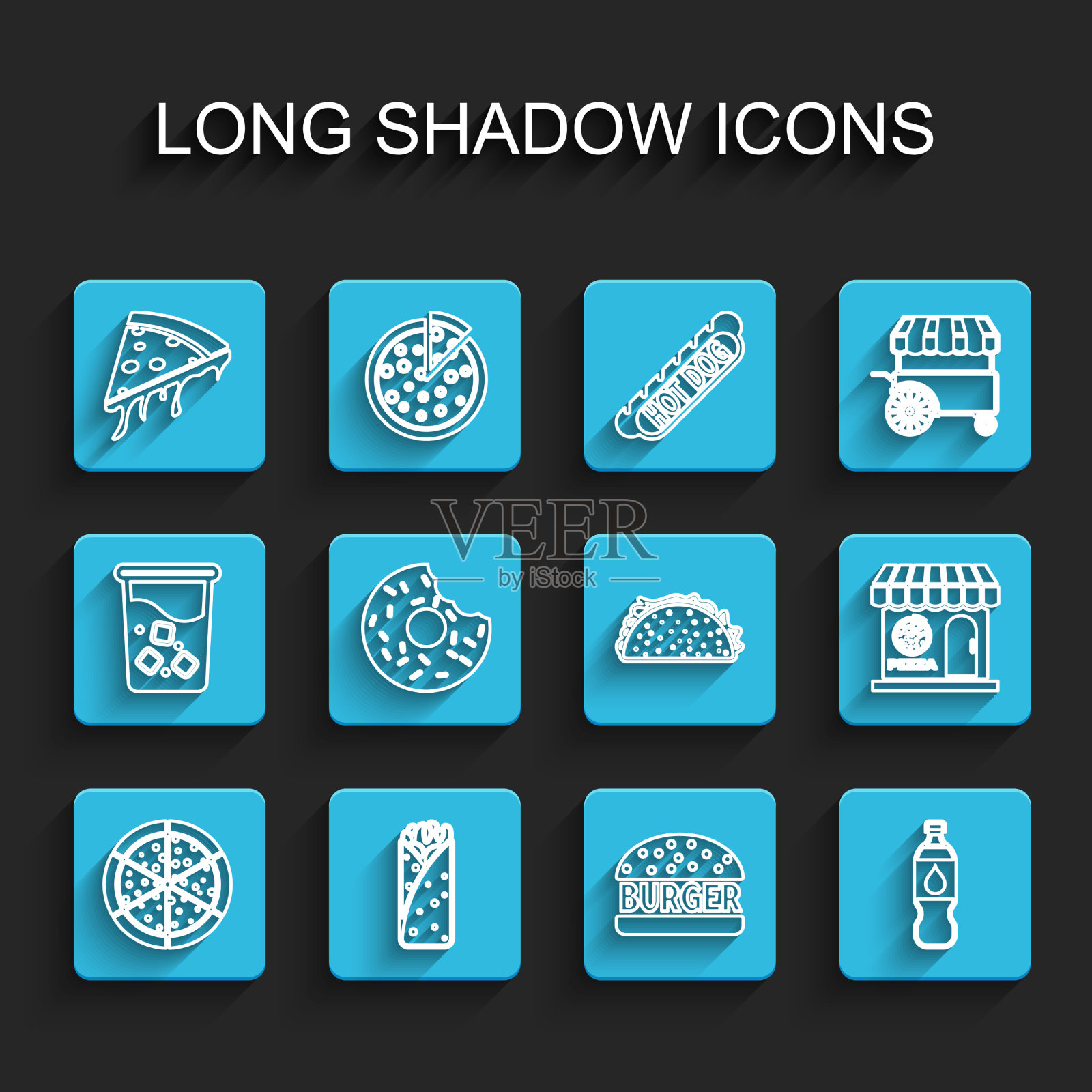 定线披萨卷饼片披萨汉堡图标素材