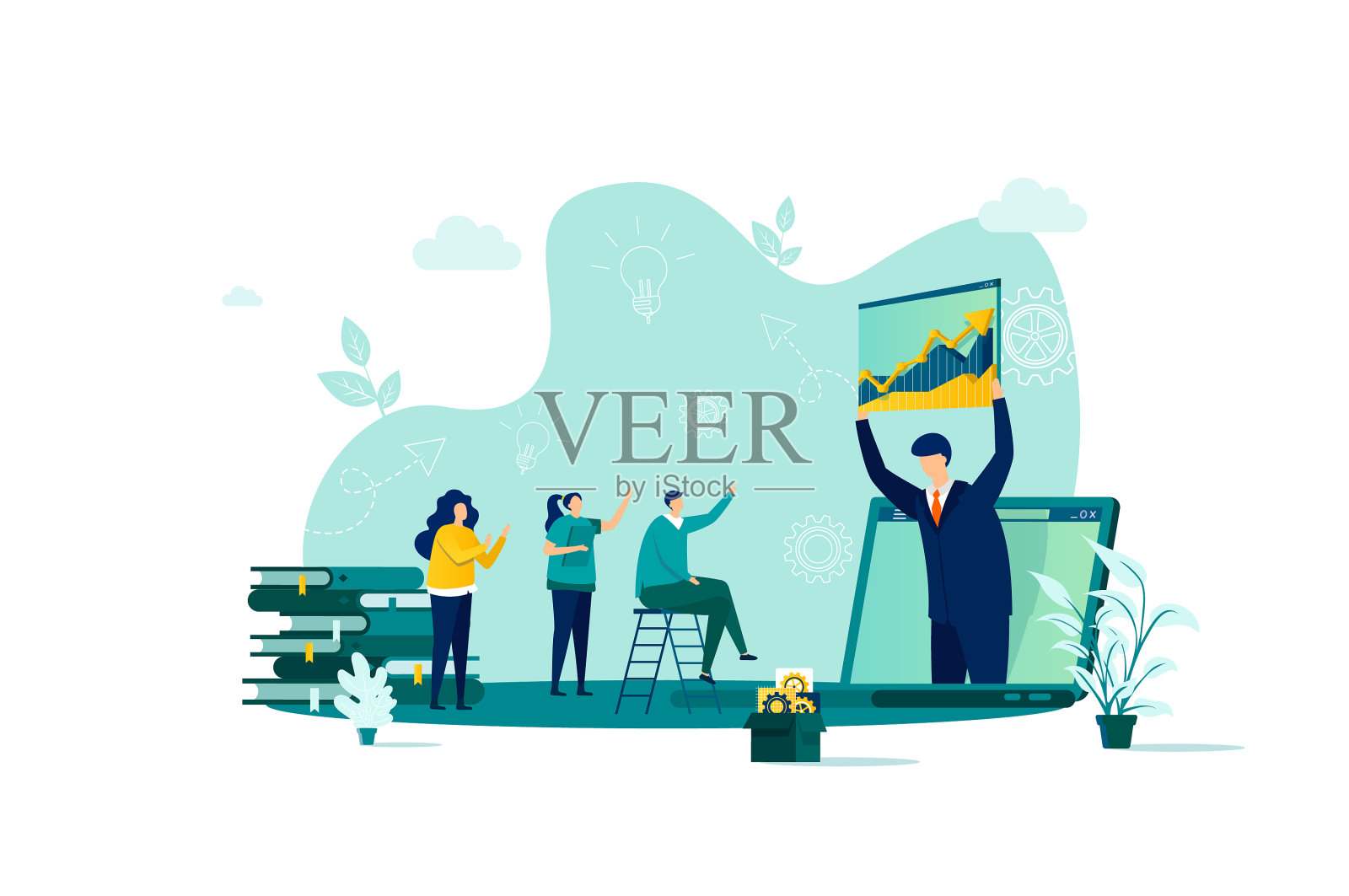 教练概念采用扁平化风格设计元素图片