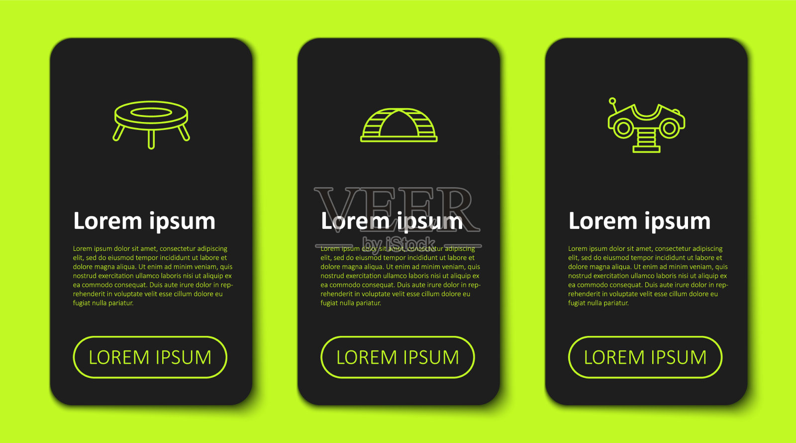 设置跳绳蹦床、单杠和秋千图标素材