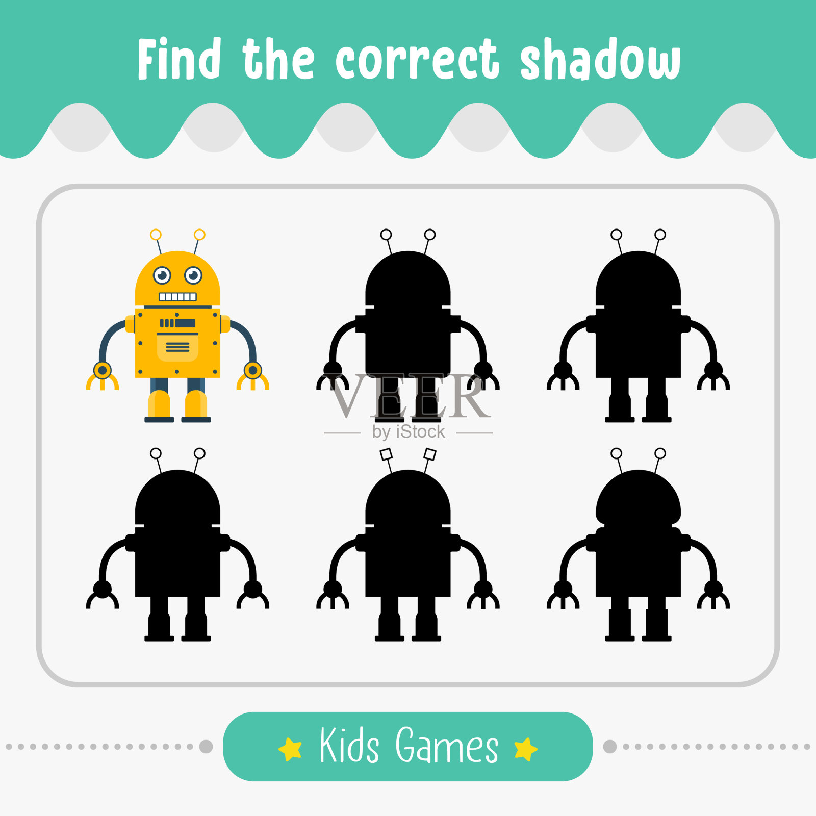 找到正确的影子孩子游戏插画图片素材