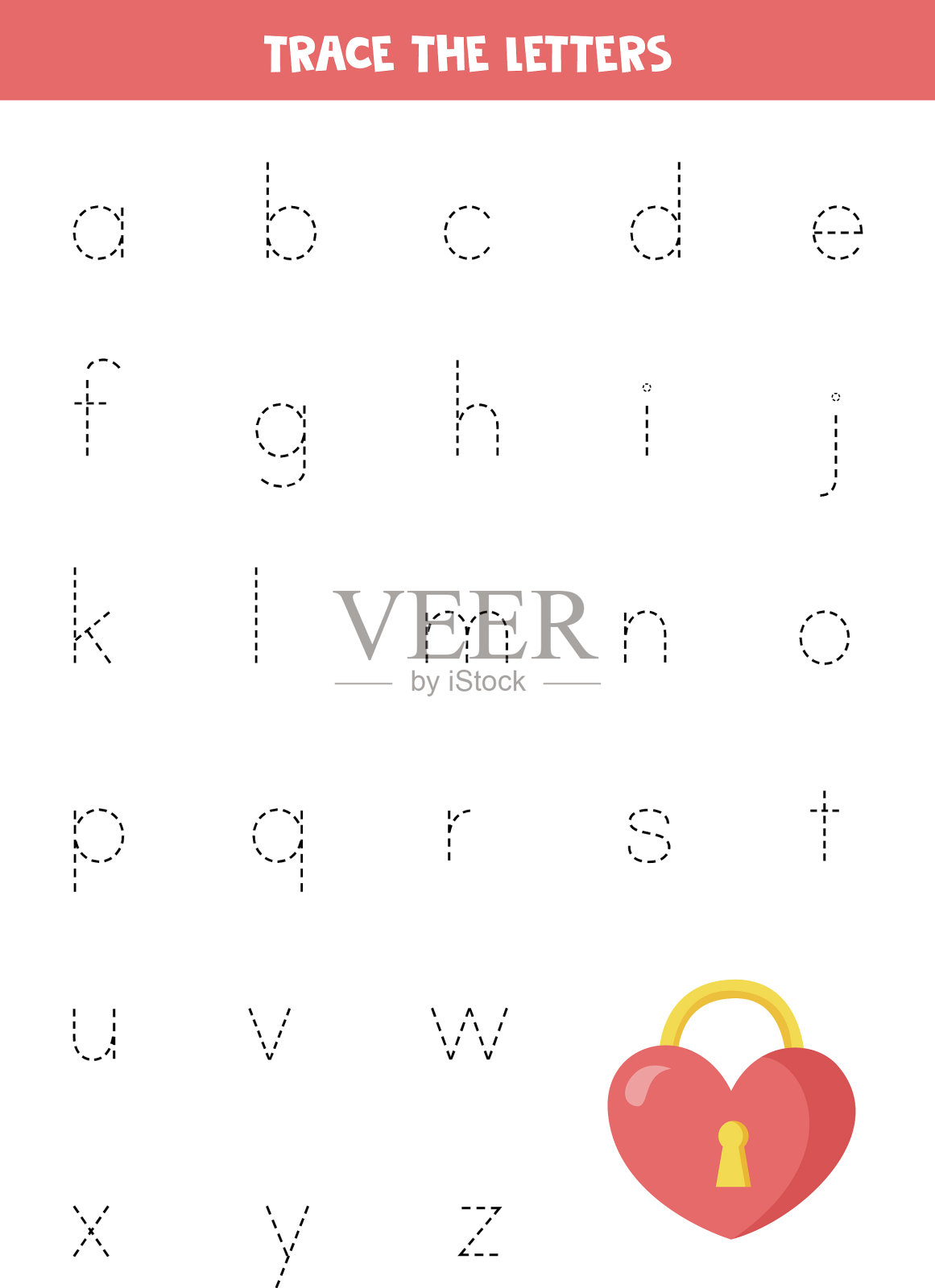 学习字母追踪小写字母可爱插画图片素材