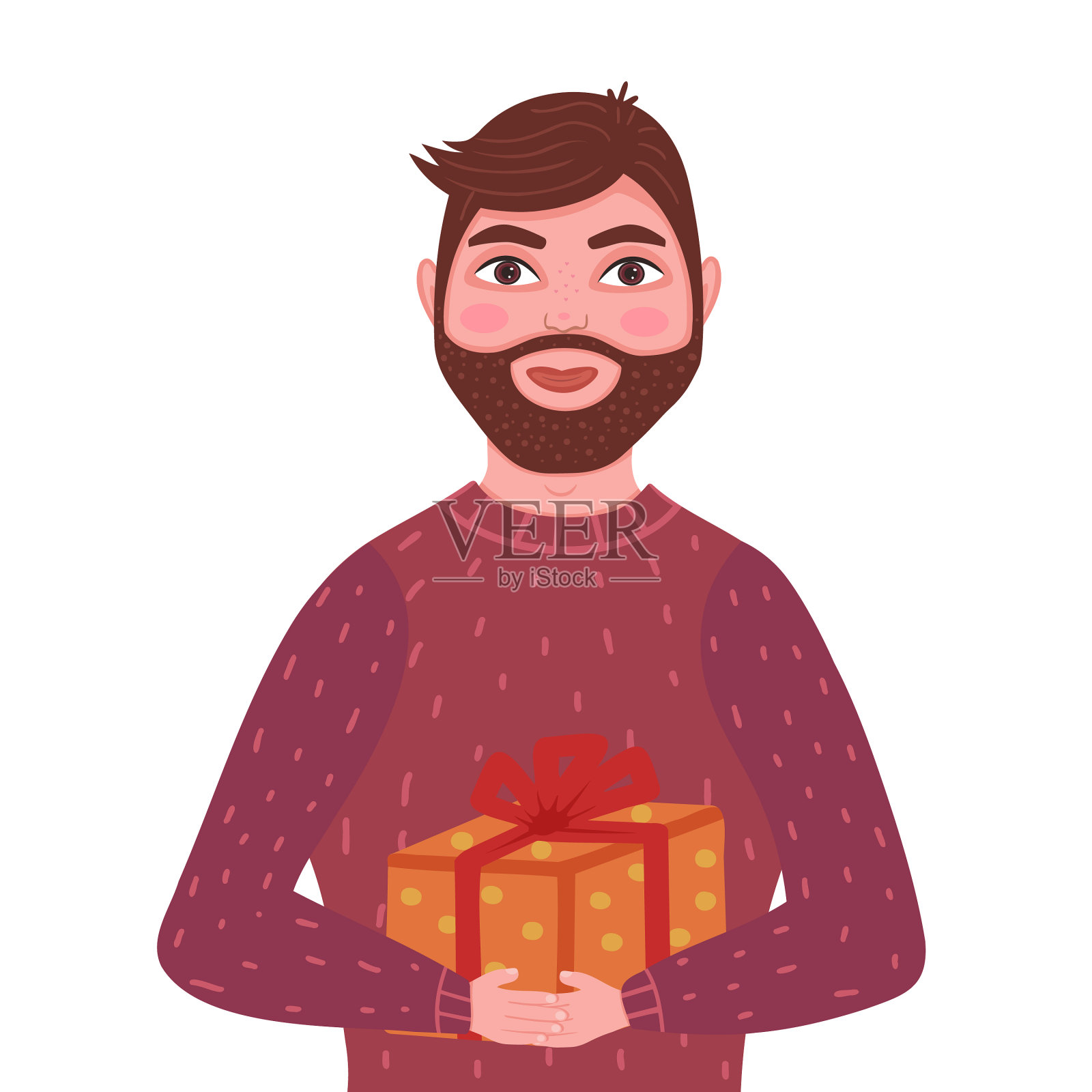 男人带着礼物男人包装的礼品盒设计元素图片