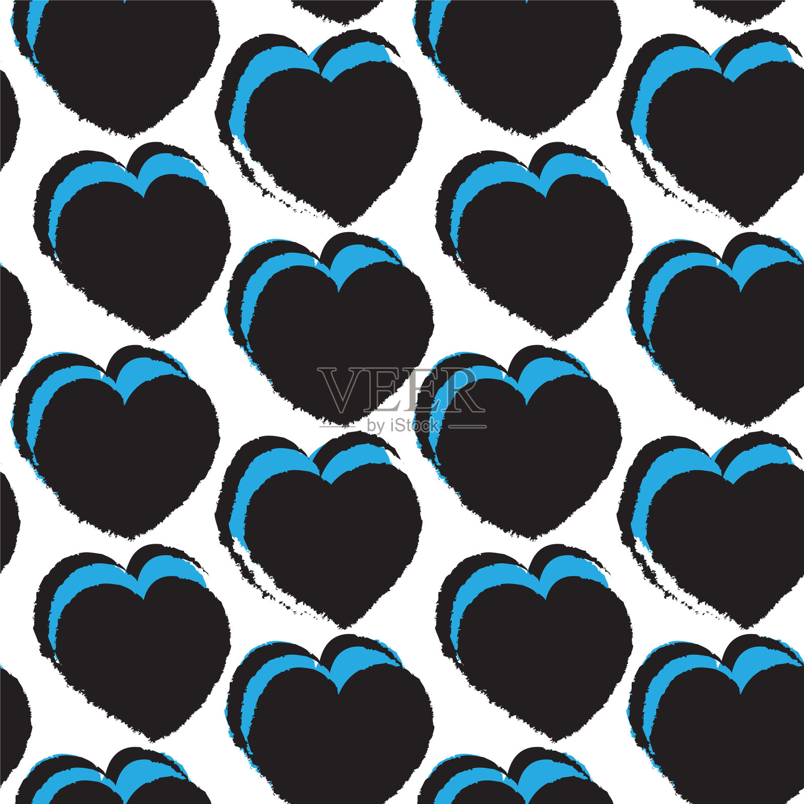 心型笔画无缝图案设计插画图片素材