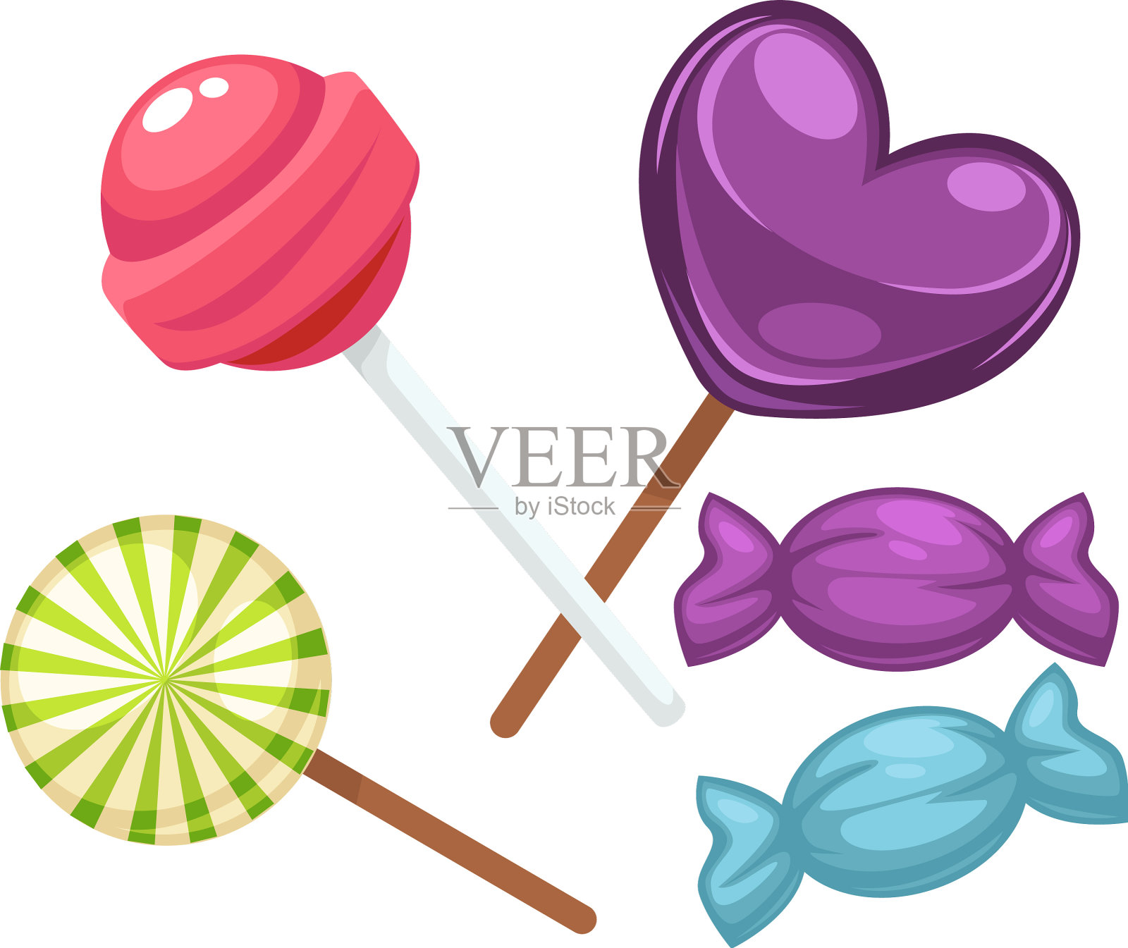棒棒糖糖果和甜点焦糖设计元素图片