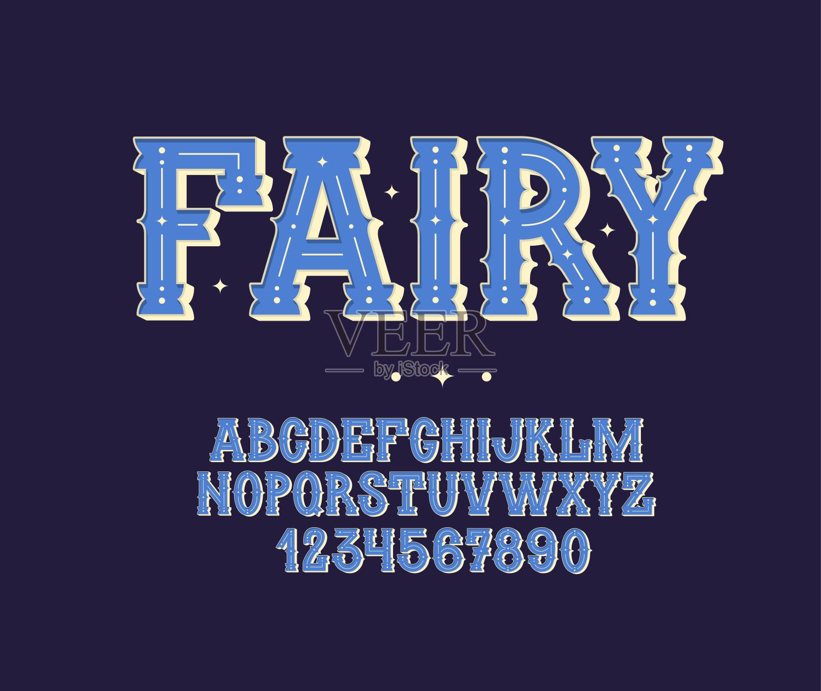 仙女装饰字母表。插画图片素材