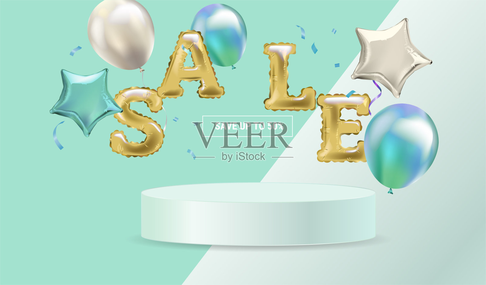 现实的销售背景与气球。设计模板素材