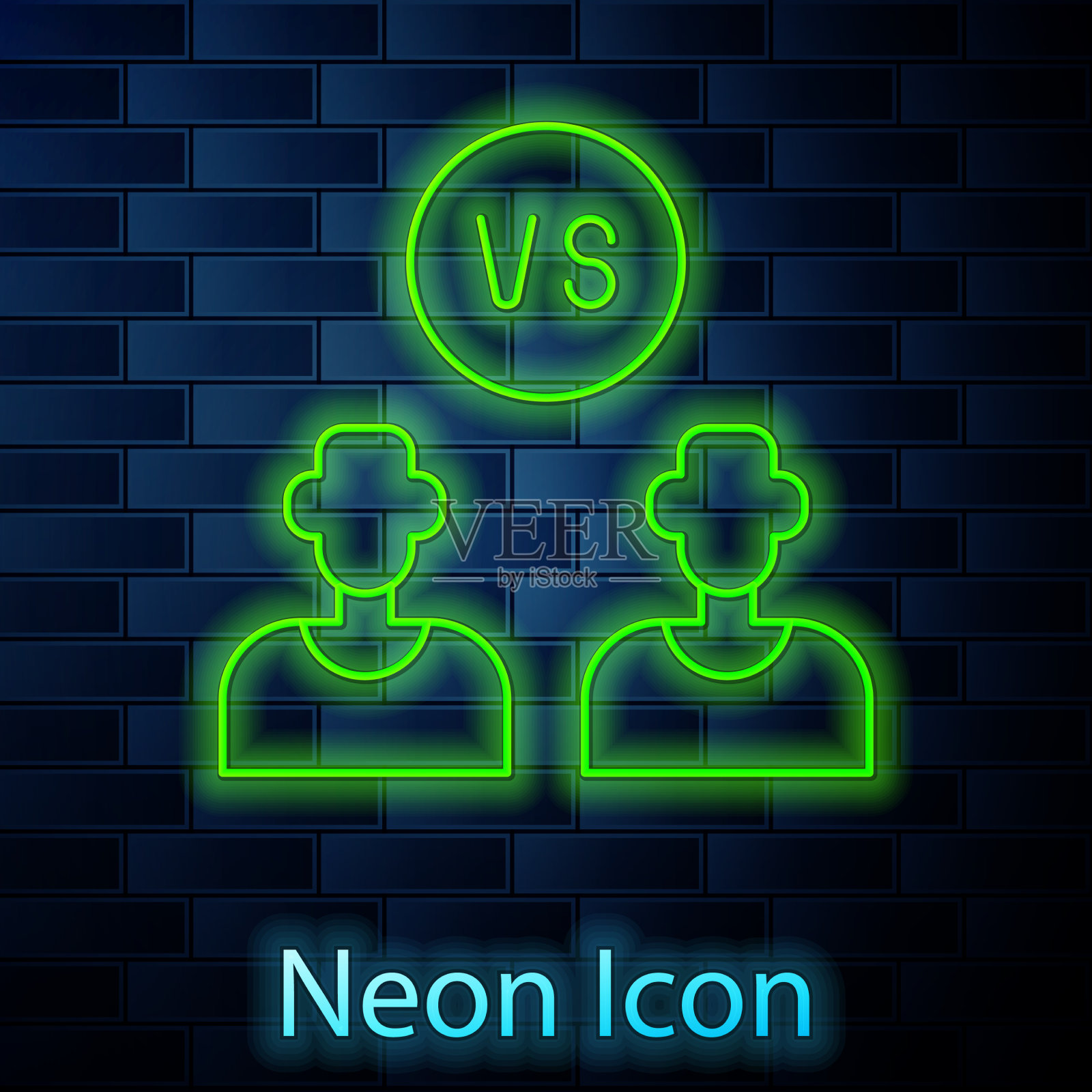 发光的霓虹灯线足球或足球运动员的图标插画图片素材