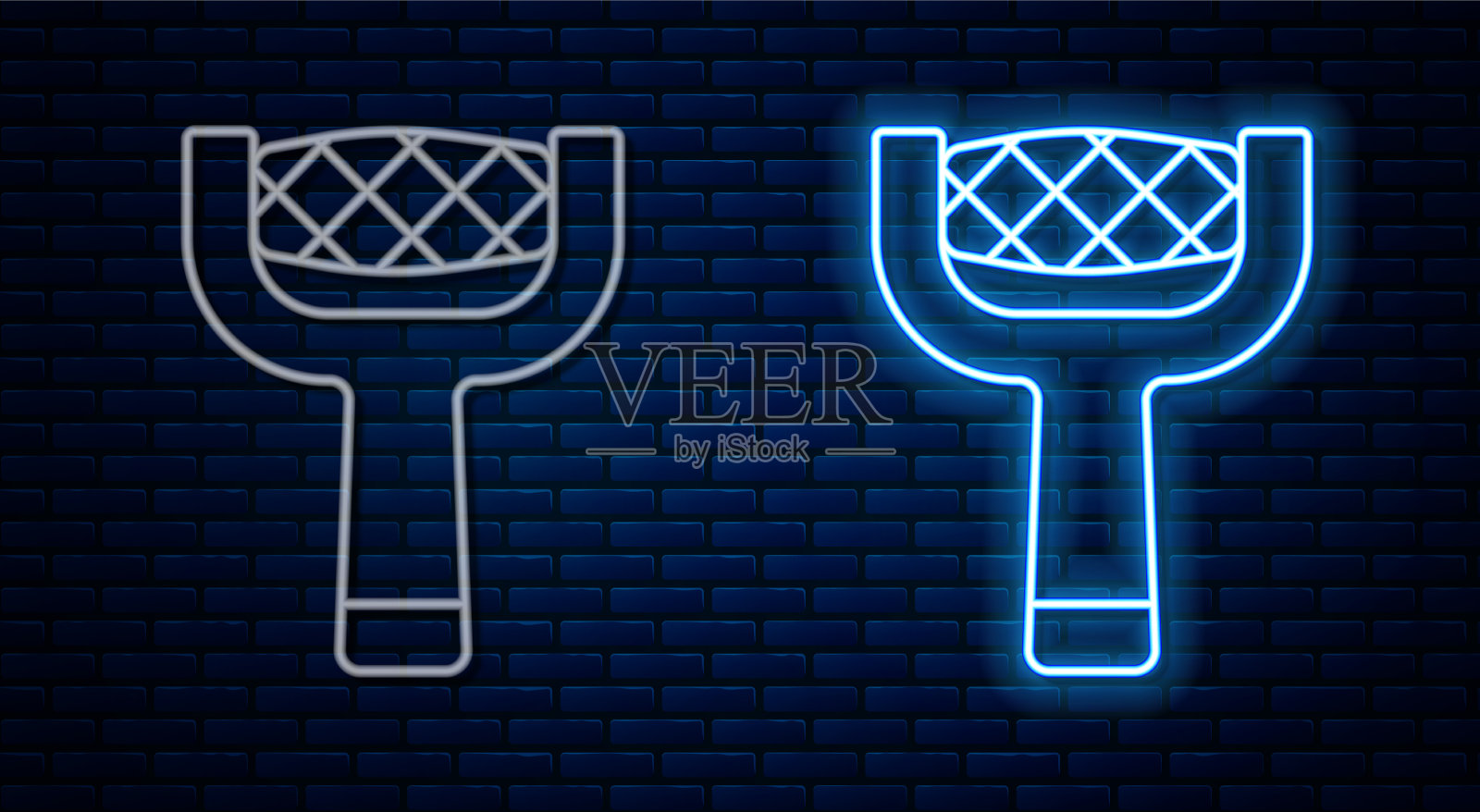 发光的霓虹灯线指甲文件图标孤立的砖插画图片素材