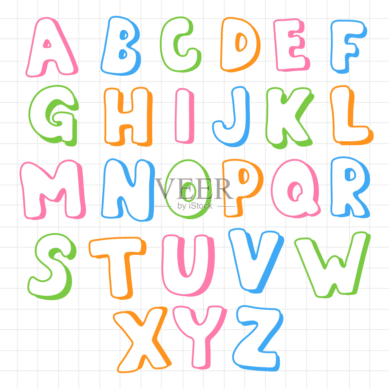 一套卡通搞笑差异英文字母向量设计元素图片