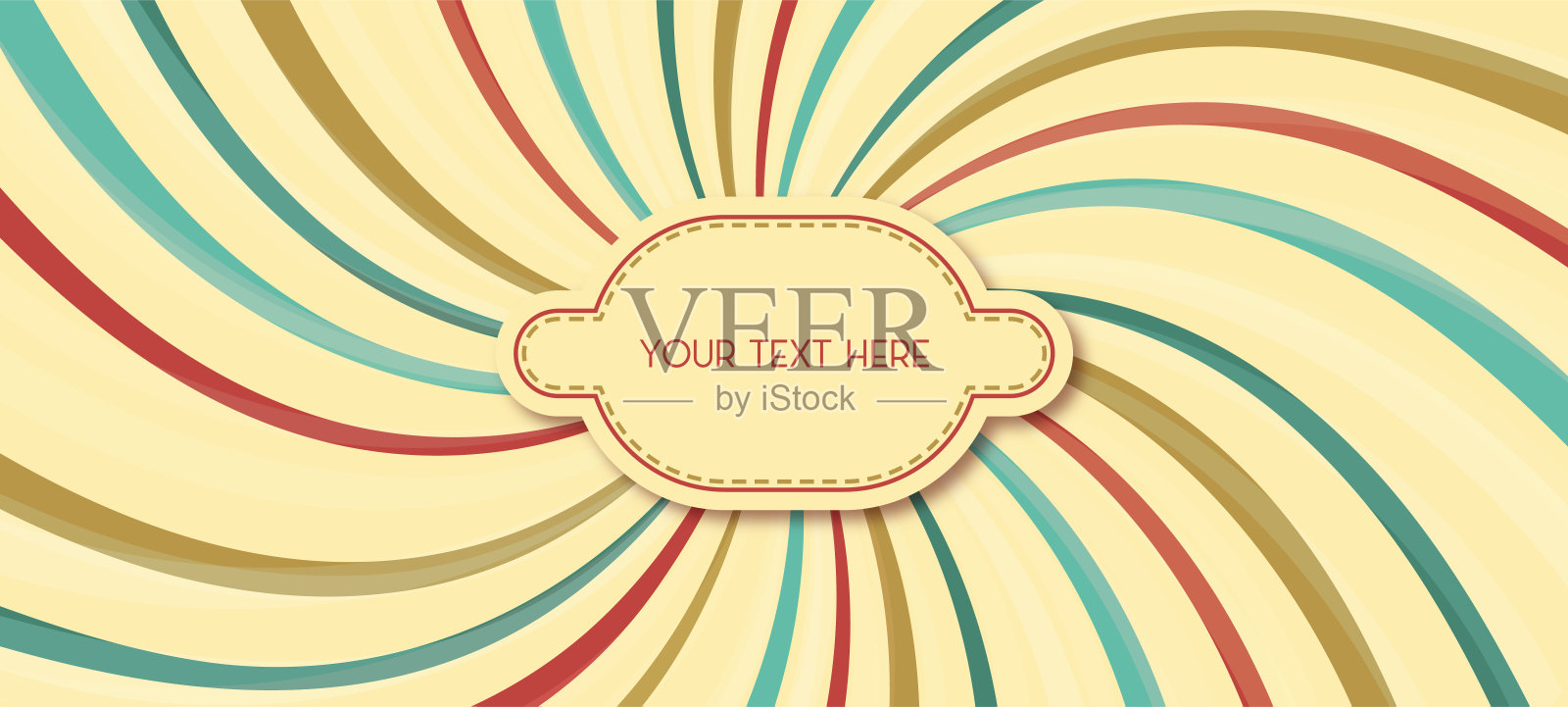 复古背景图案在复古调色板的蓝色橙色和米色条纹螺旋或旋涡径向条纹太阳爆发或星爆发设计，古老的复古背景矢量插画图片素材