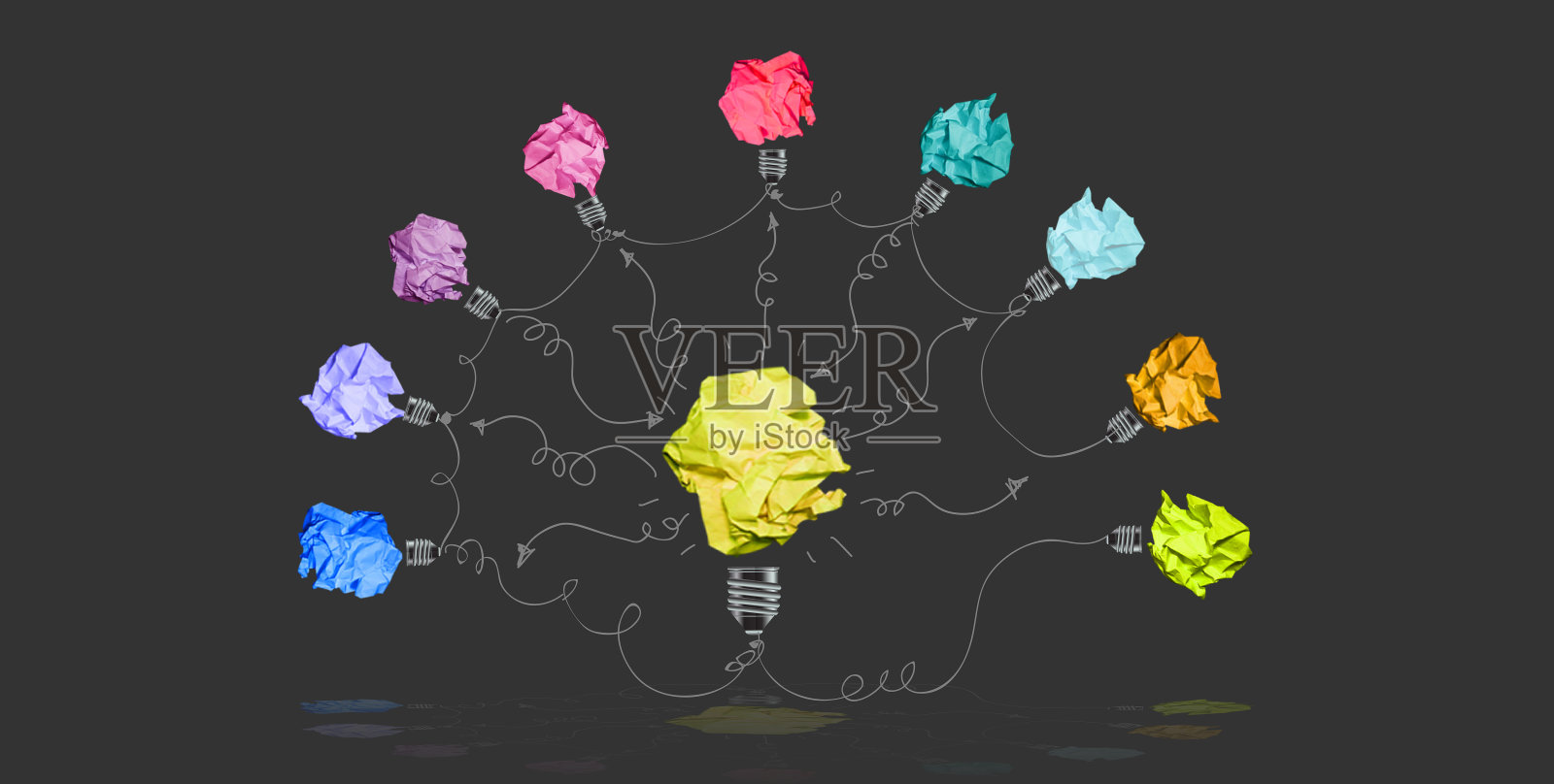 插画商业。设计现代理念和概念思考创意。为头脑风暴，社交网络，成功，计划，思考，搜索，分析，沟通，未来的想法创新技术。插画图片素材