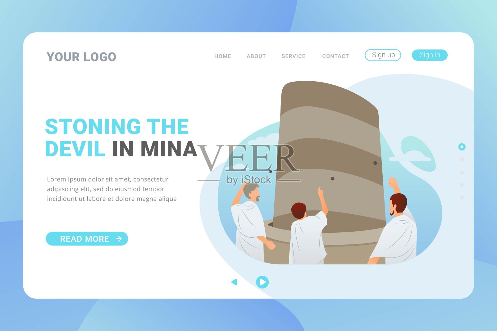 麦加和乌拉登陆页面模板设计概念矢量插图插画图片素材