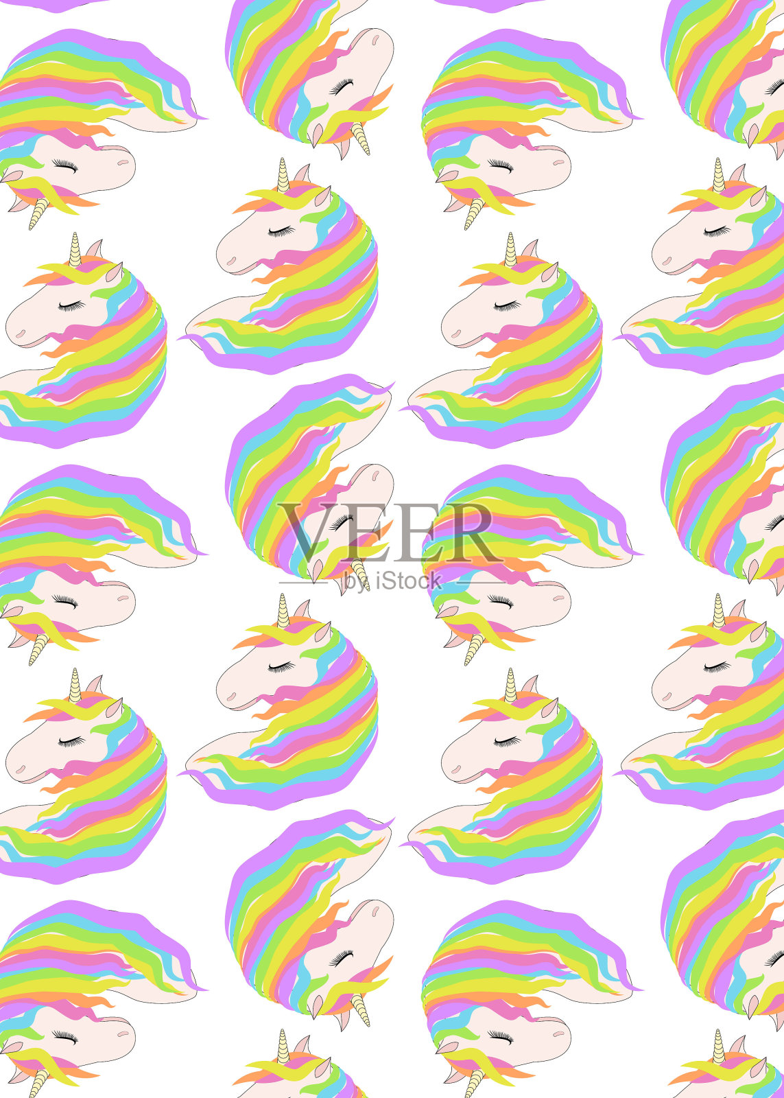 图案有可爱的独角兽的脸。做梦的独角兽设计元素图片