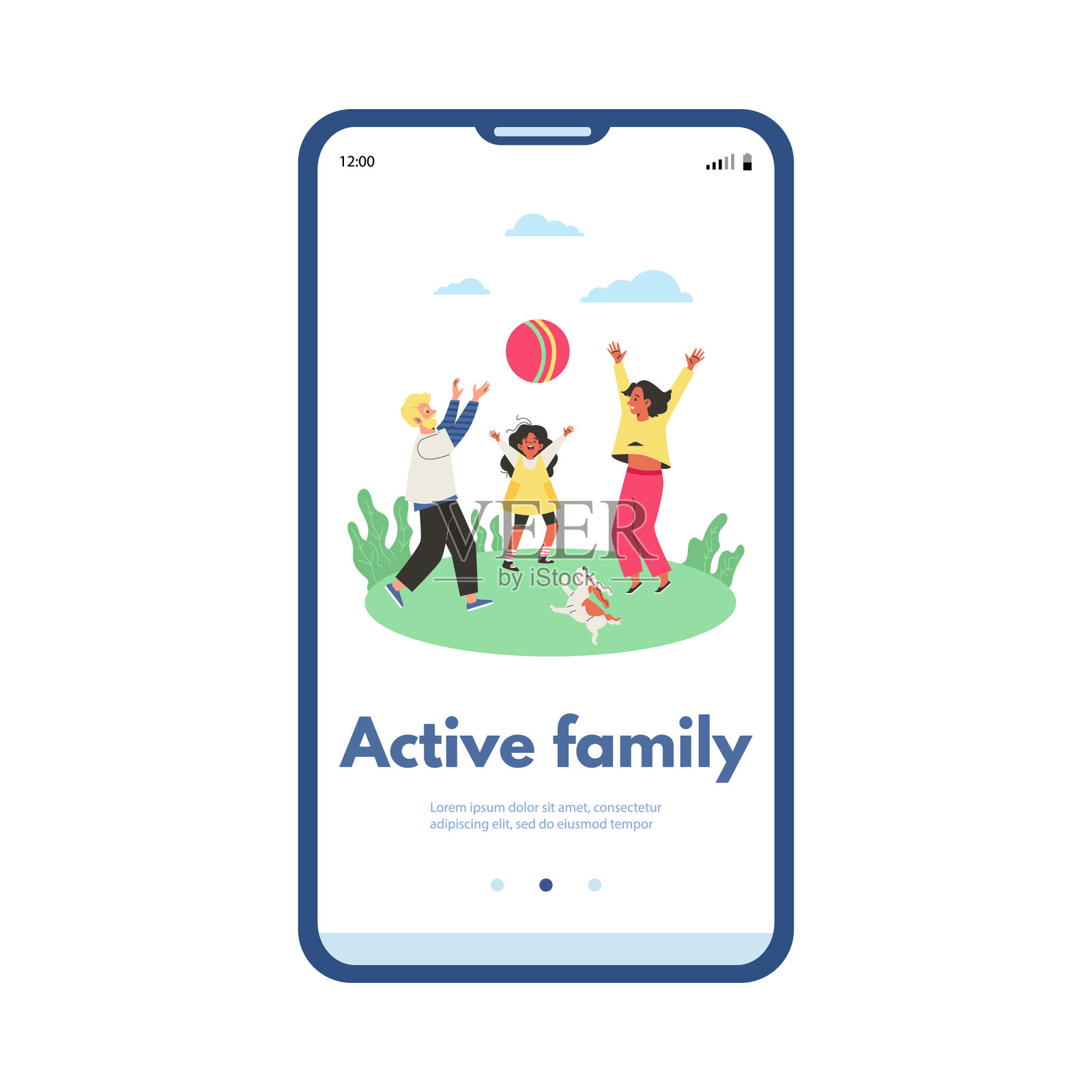 活跃的家庭登机手机应用页面横幅设计模板素材