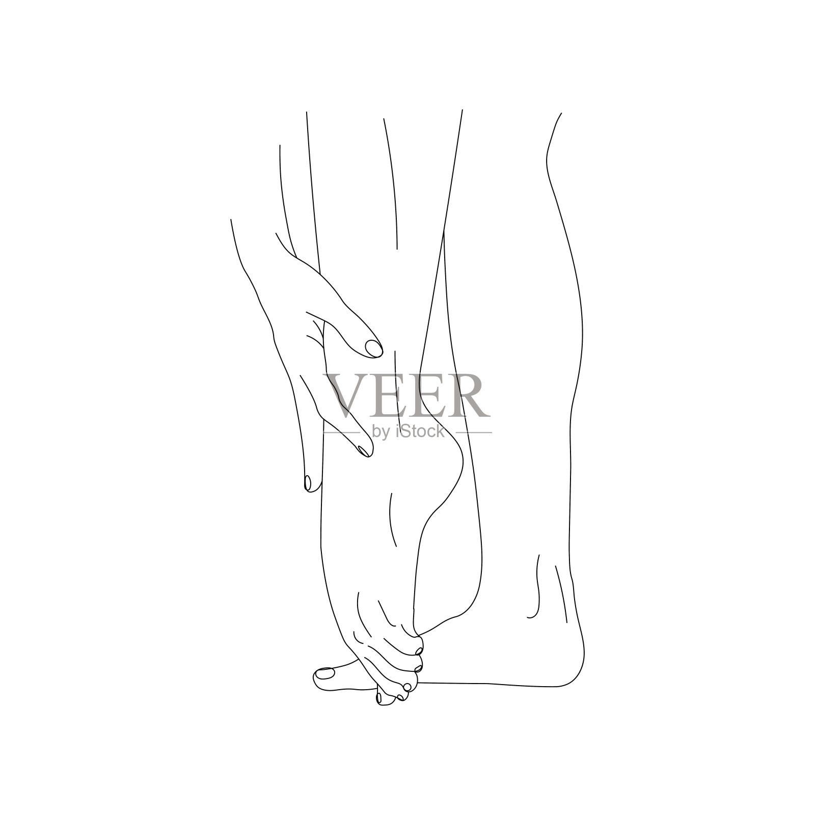 腿部优美部位轮廓，女性美腿，下肢护理健康理念，插画图片素材