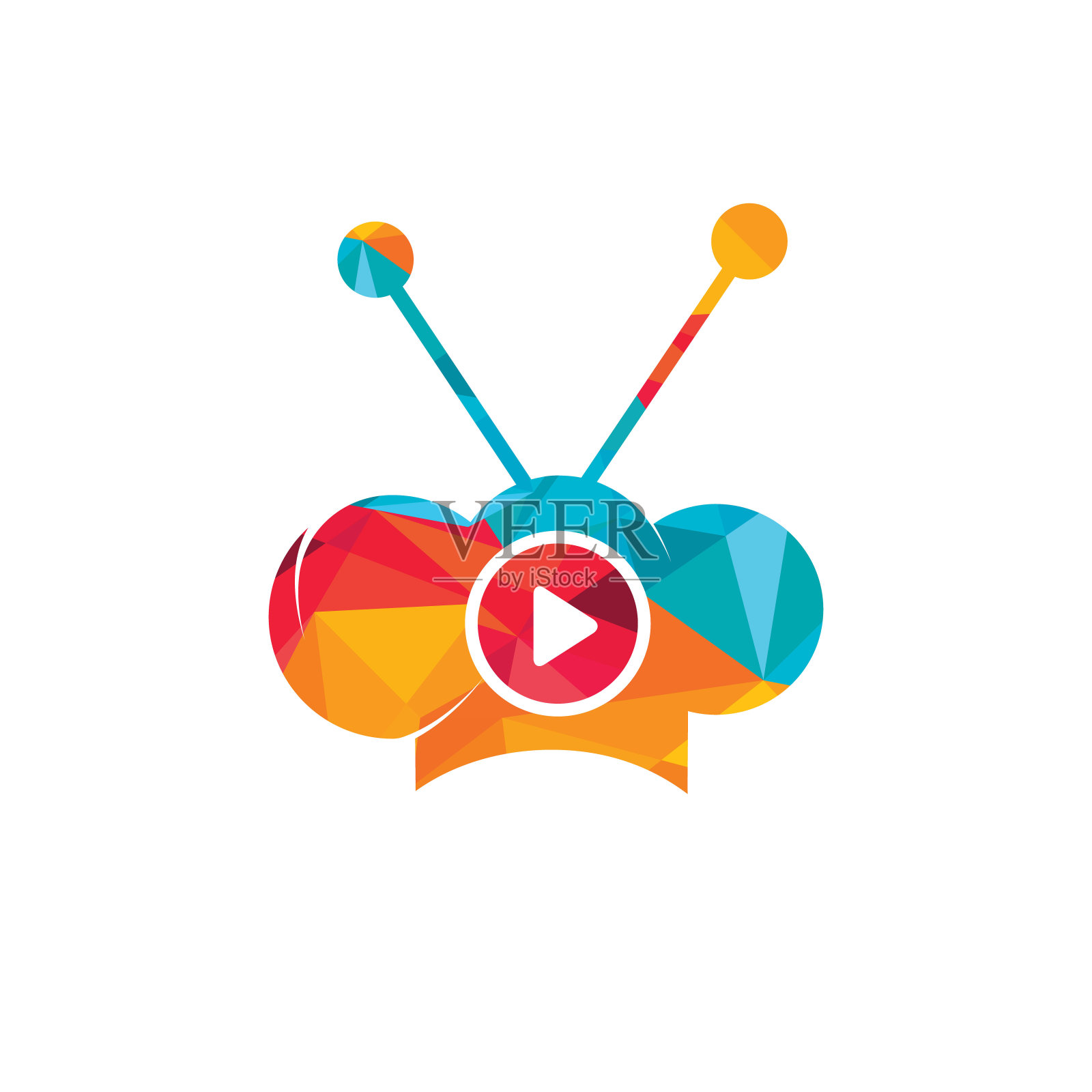 厨师玩矢量标志设计。烹饪视频标志设计理念。插画图片素材