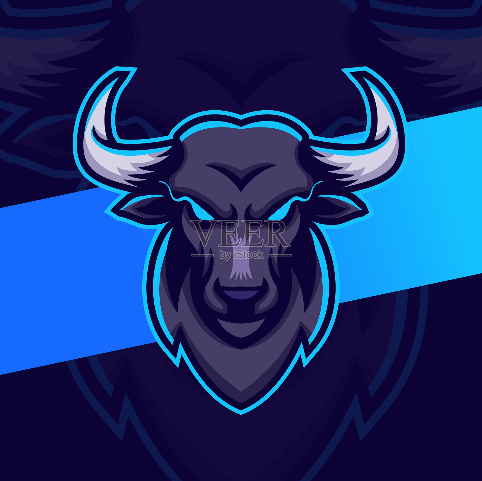 电子竞技运动牛头吉祥物标志设计插画图片素材
