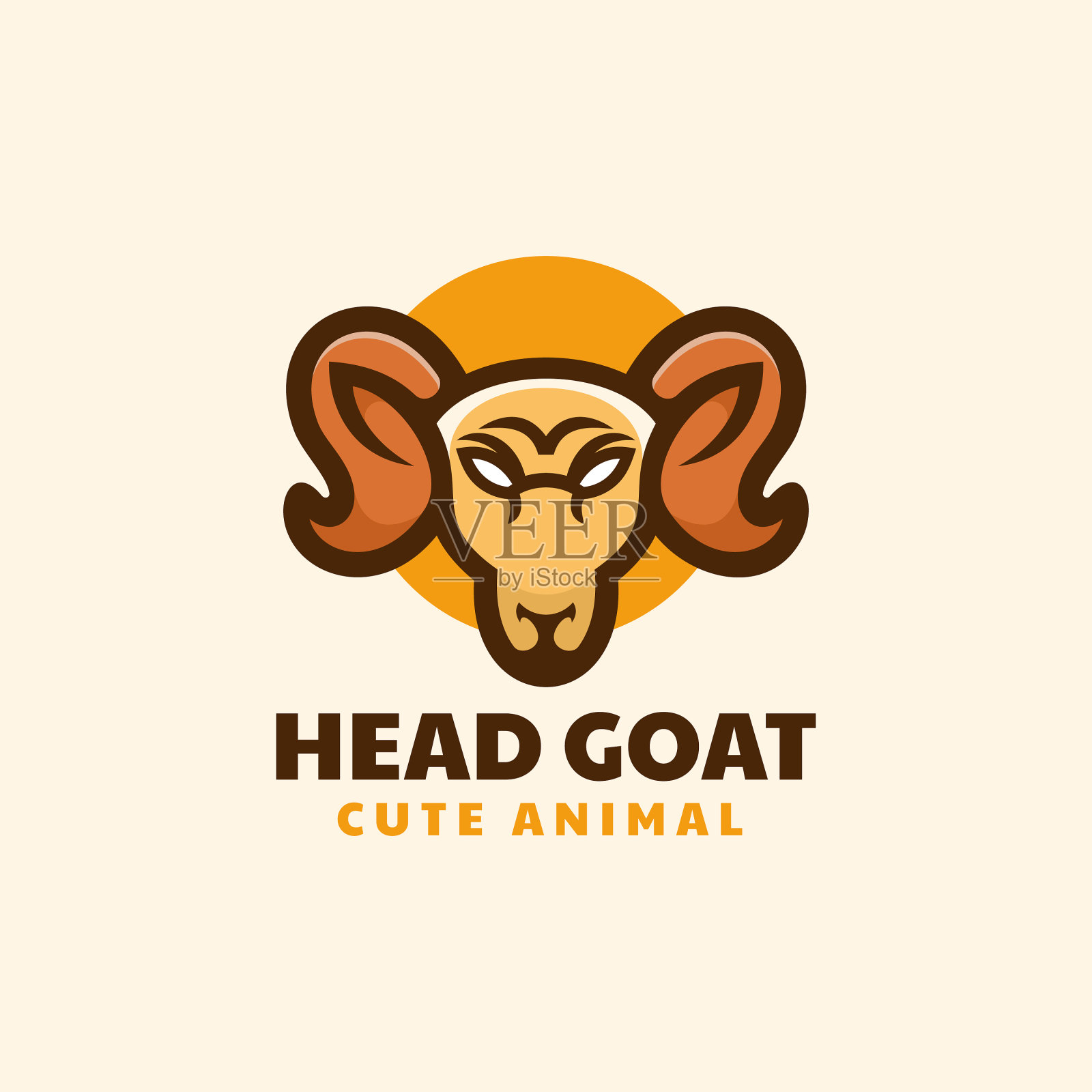 Logo吉祥物风格简单，头像是山羊插画图片素材