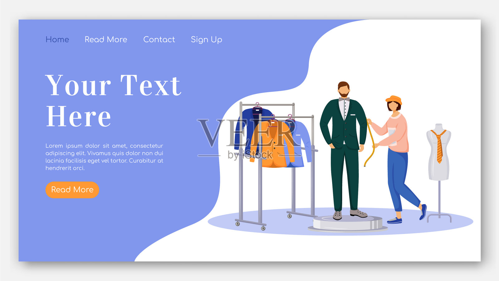 时装设计师登陆页平面颜色模板设计模板素材