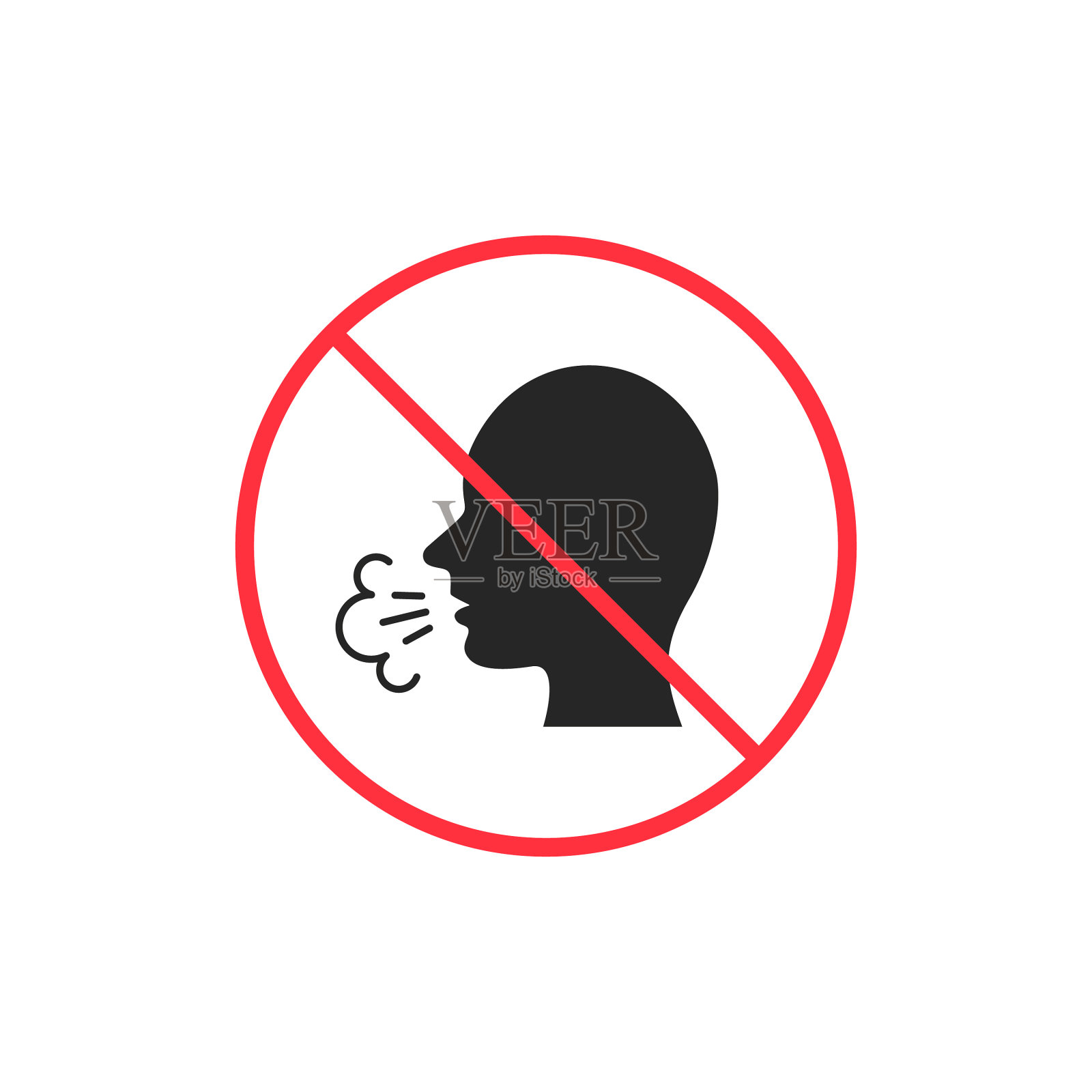 不打喷嚏不咳嗽的图标扁平标志孤立在一个设计元素图片