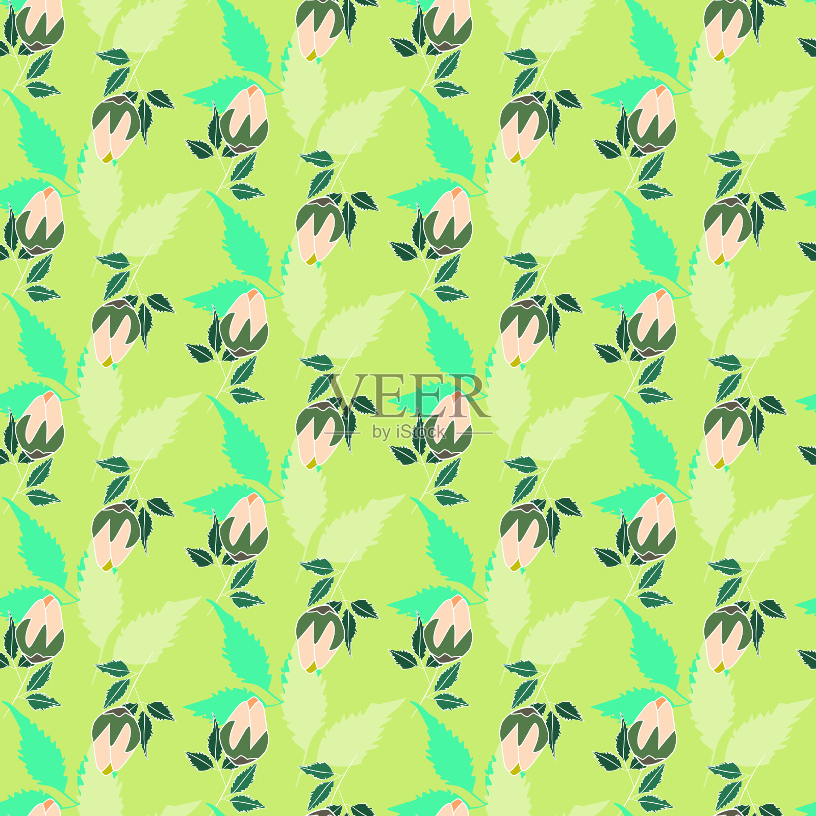 花朵无缝半滴图案插画图片素材