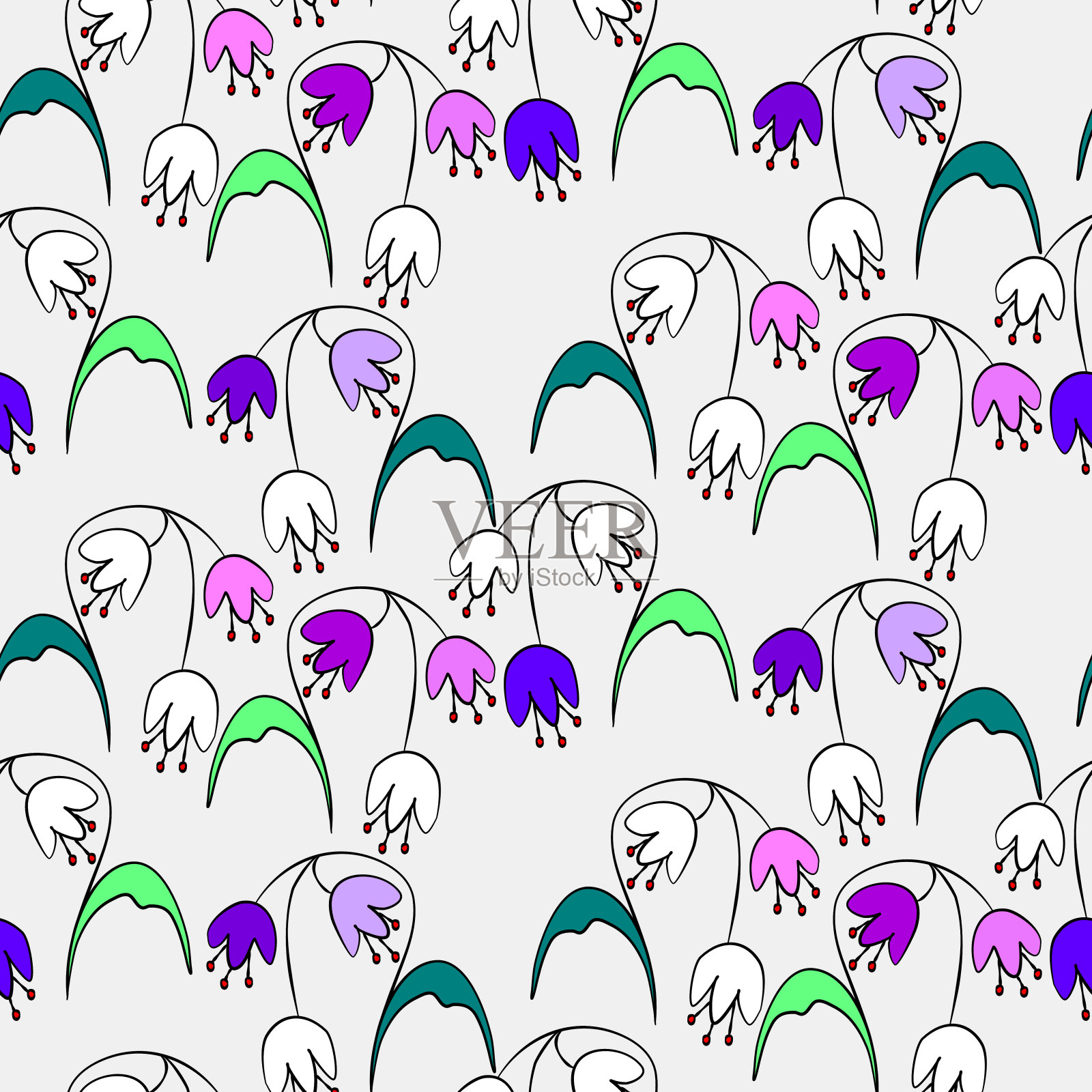 花朵无缝半滴图案插画图片素材