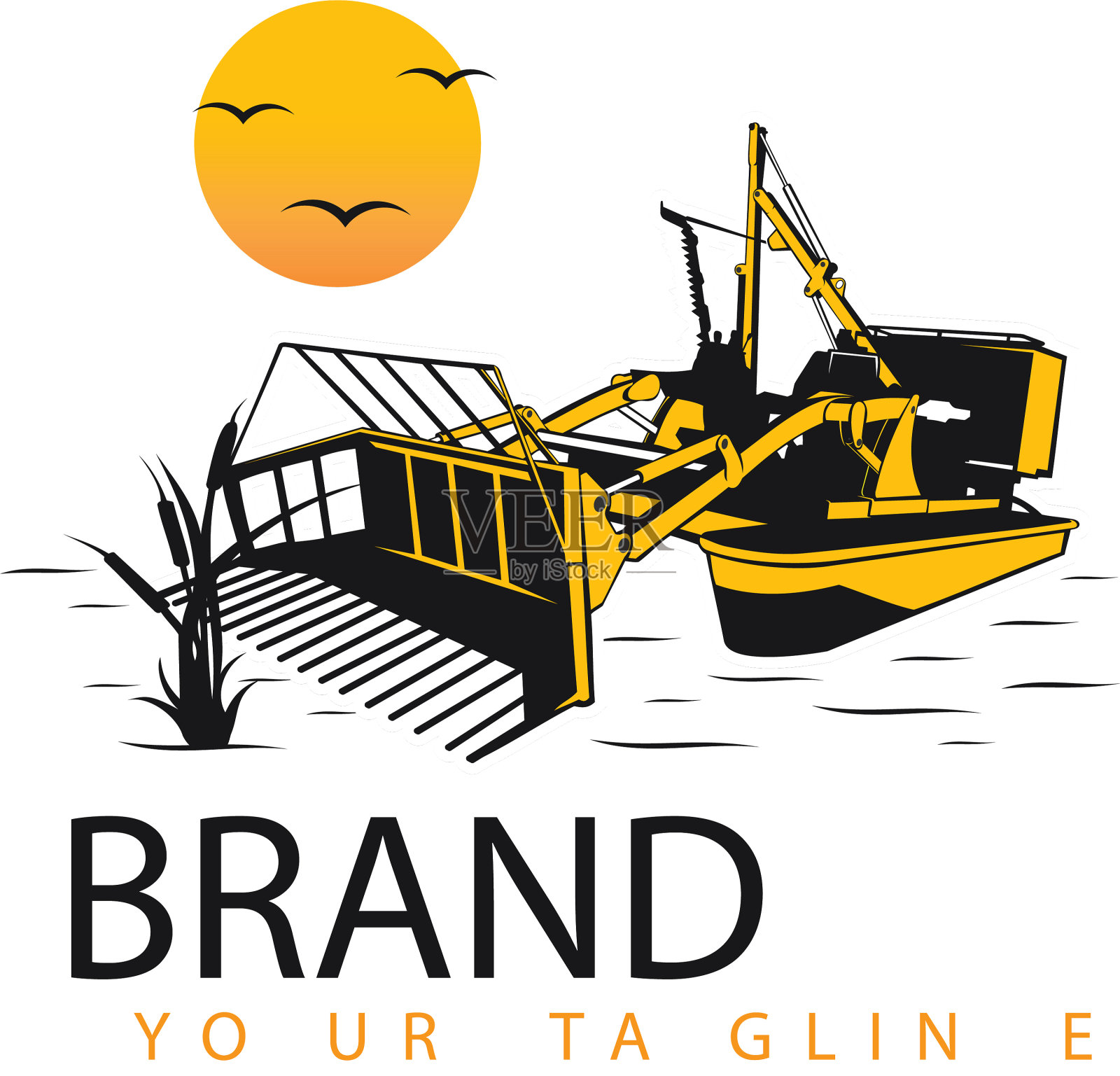 湖泊清洁车标志插画图片素材