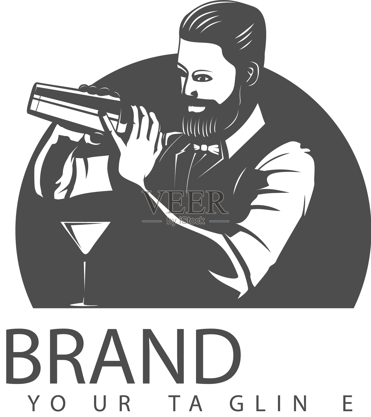 酒保男人的标志插画图片素材