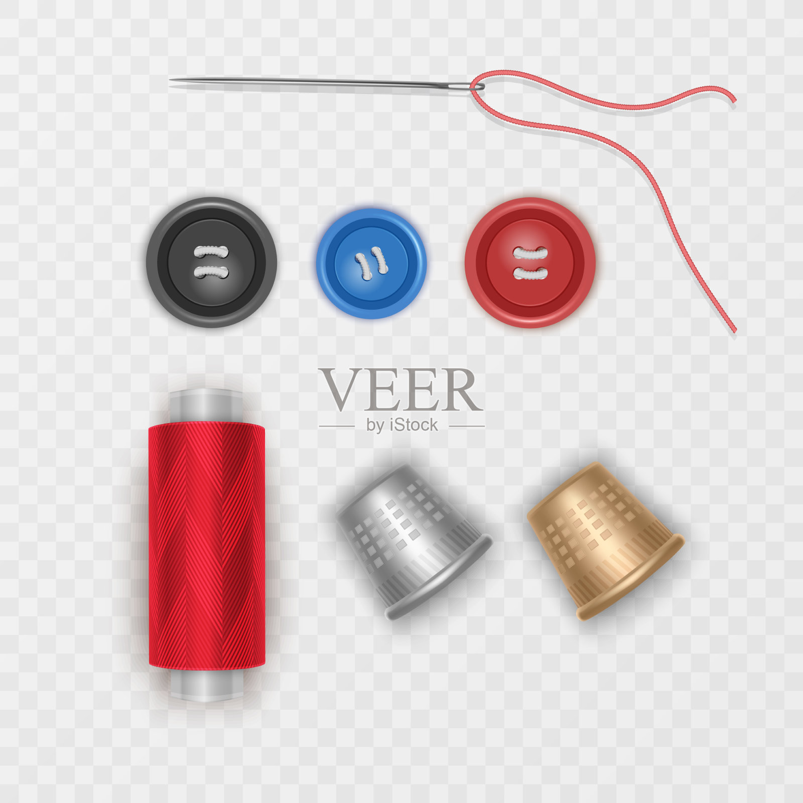 逼真的裁缝盘线针图标素材