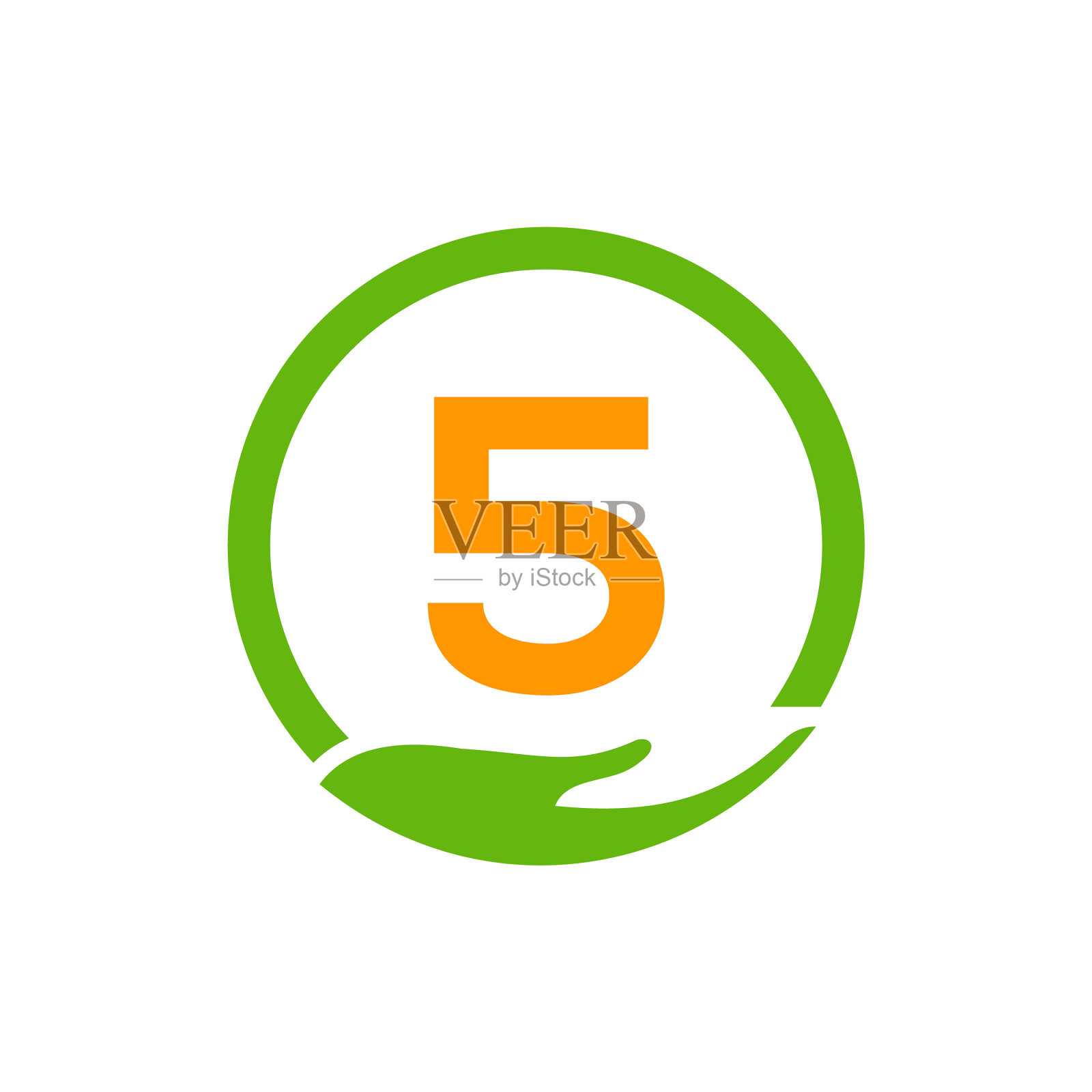 慈善助手标志上的字母5概念插画图片素材