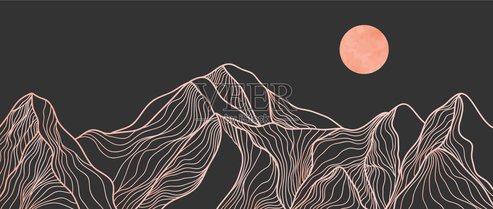 创意极简的现代线条艺术版画插画图片素材