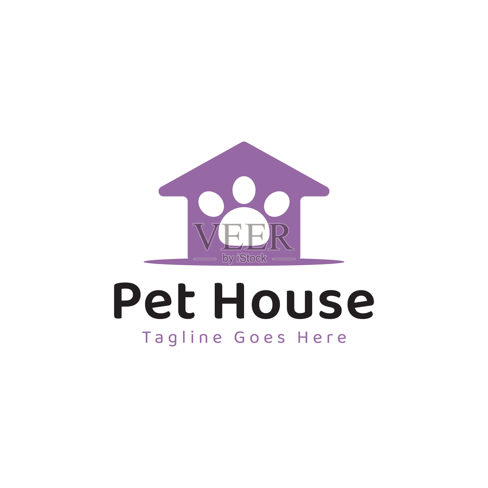 宠物屋标志概念爪子屋标志设计插画图片素材