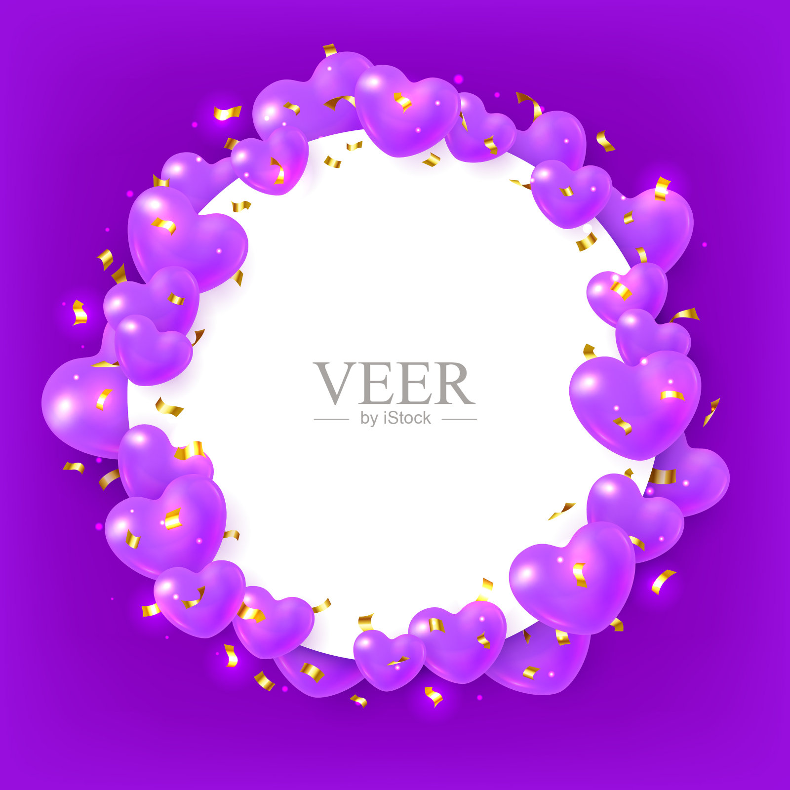 节日横幅上装饰着逼真的心形和插画图片素材