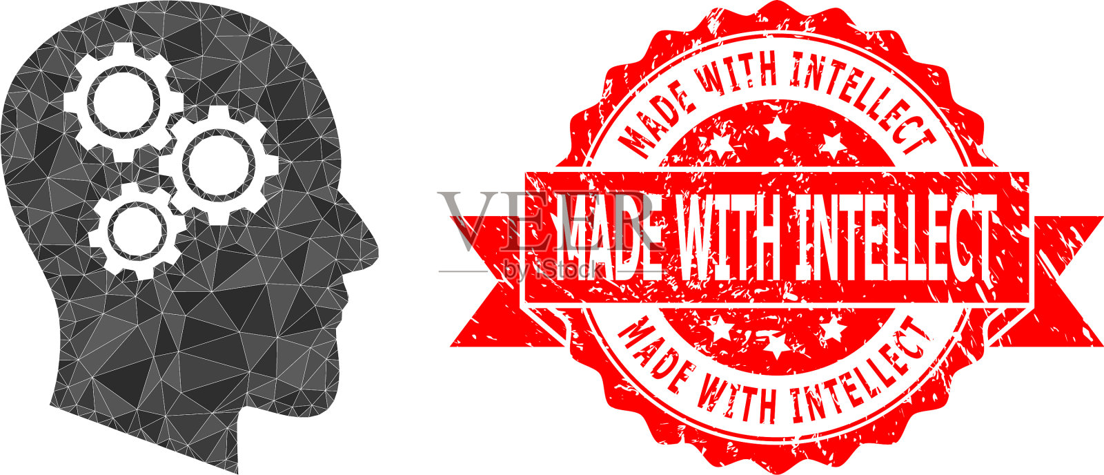 遇险用智力盖章盖章和大脑插画图片素材