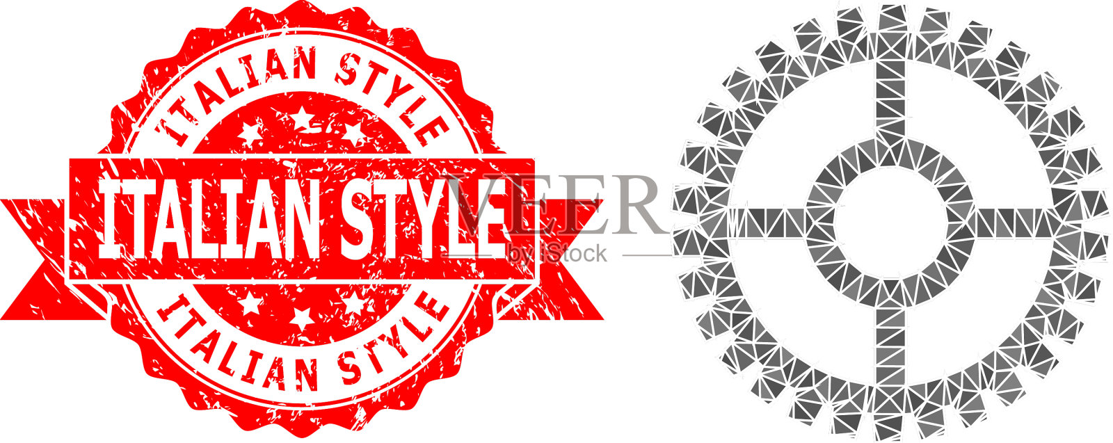 Grunge意大利风格印章和时钟齿轮低插画图片素材