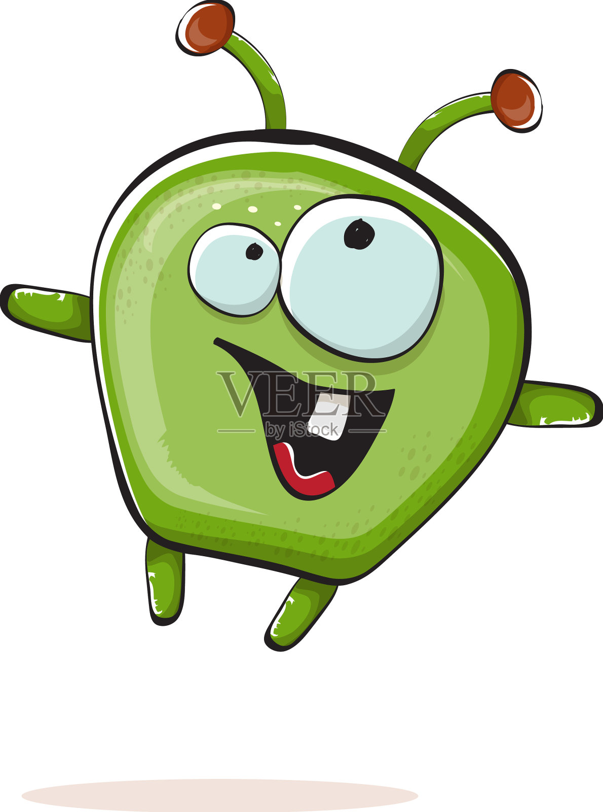 卡通搞笑的绿色外星怪物被孤立设计元素图片