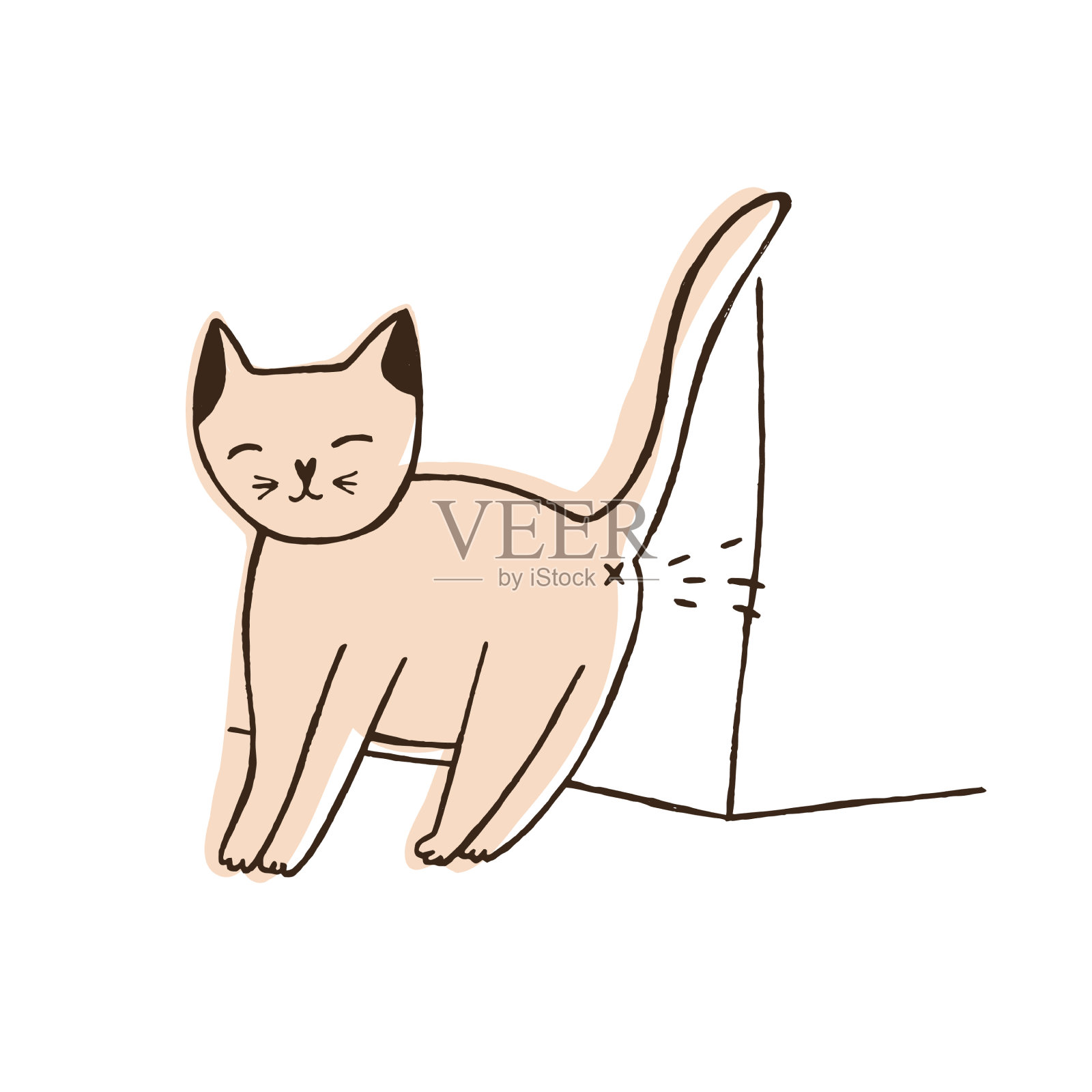 坏猫尿在墙上孤立在白色设计元素图片