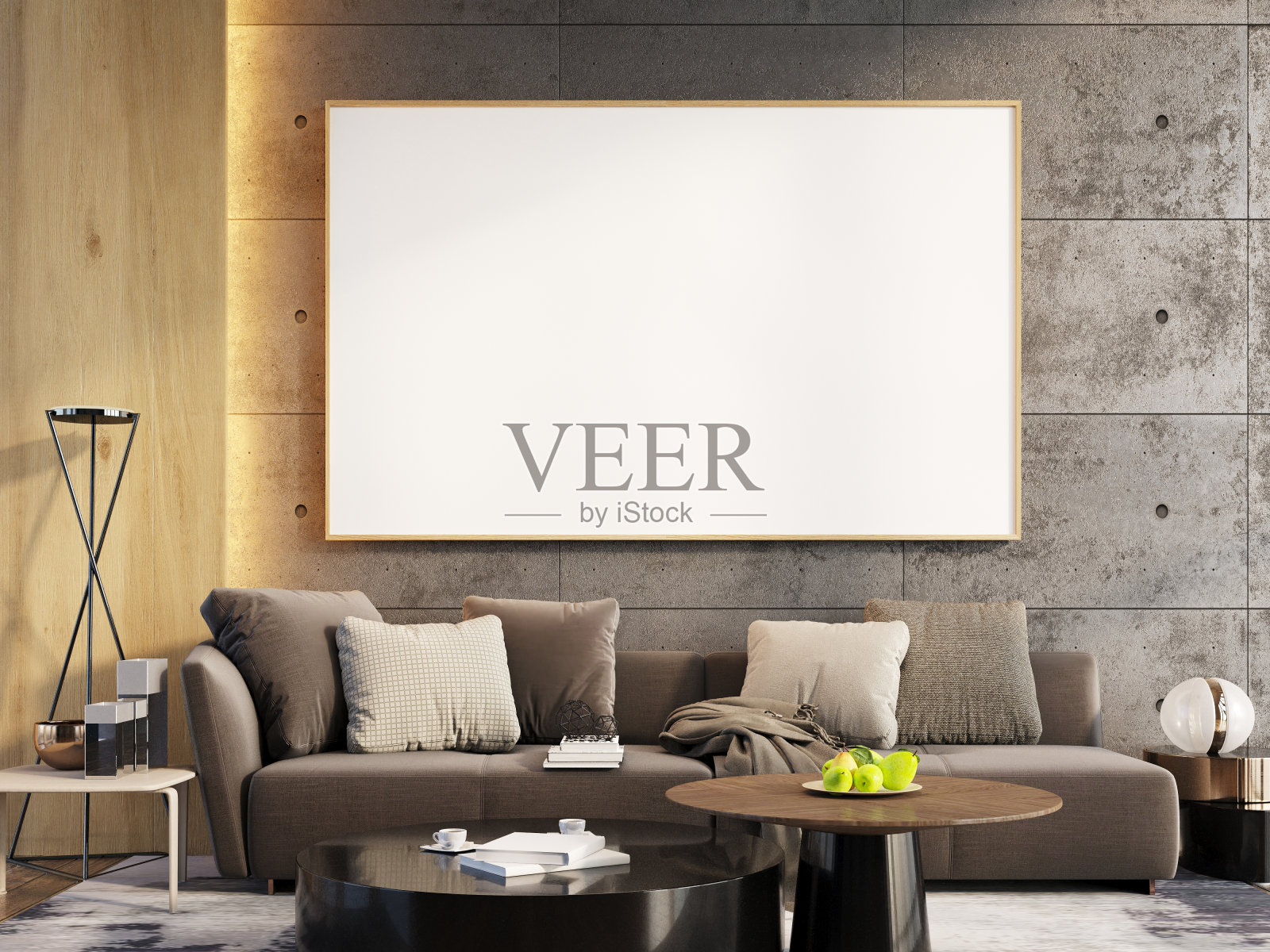 客厅内部的相框照片摄影图片