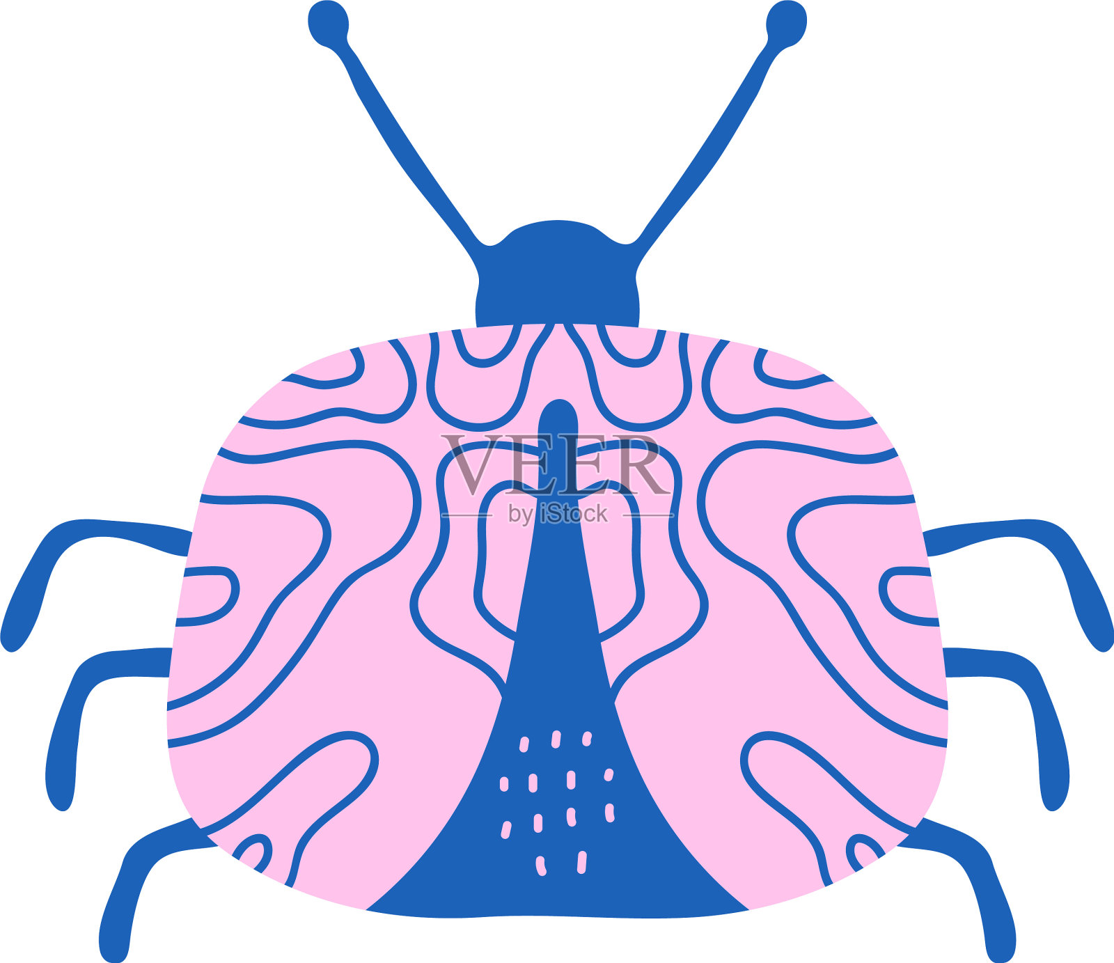 可爱的粉红色虫优雅的甲虫印花在现代插画图片素材