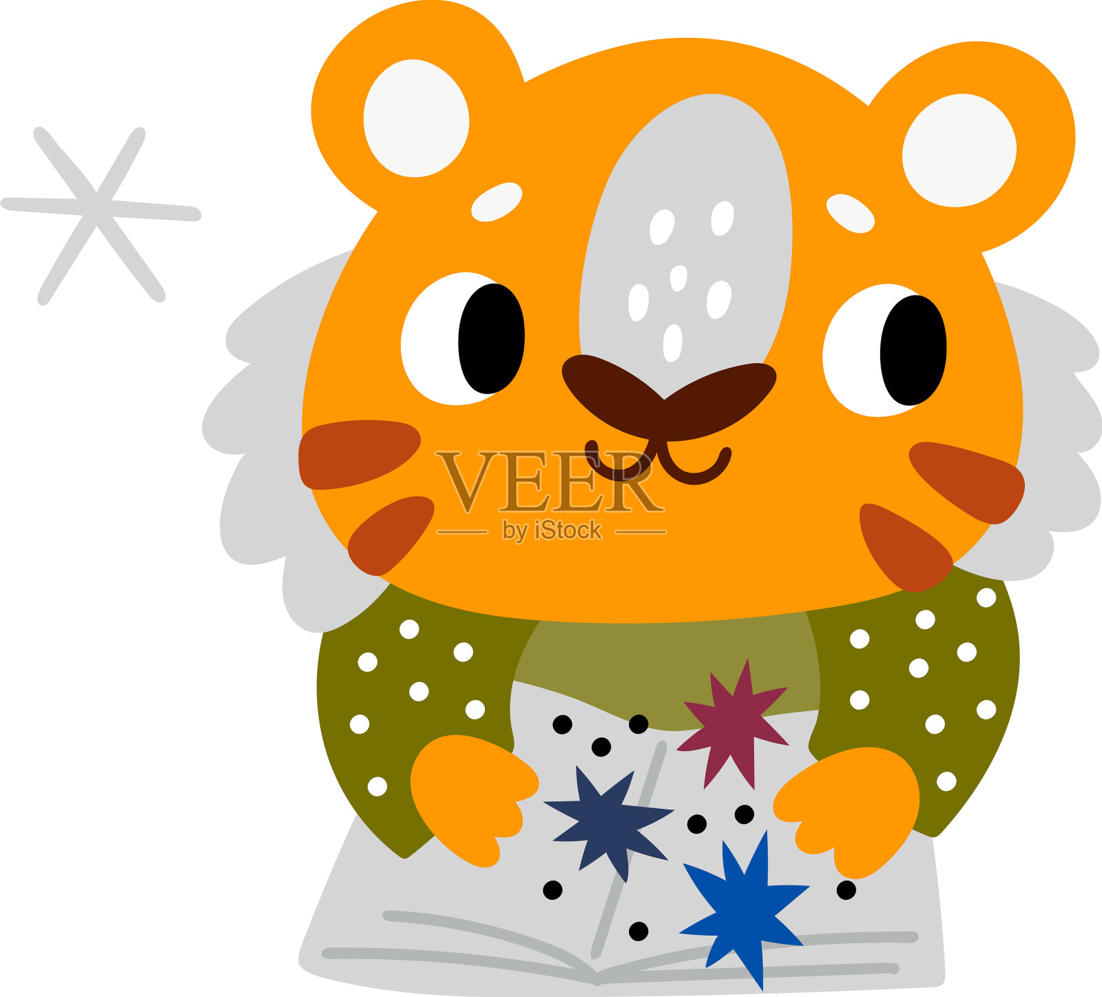 可爱的老虎读书聪明的橙色猫设计元素图片
