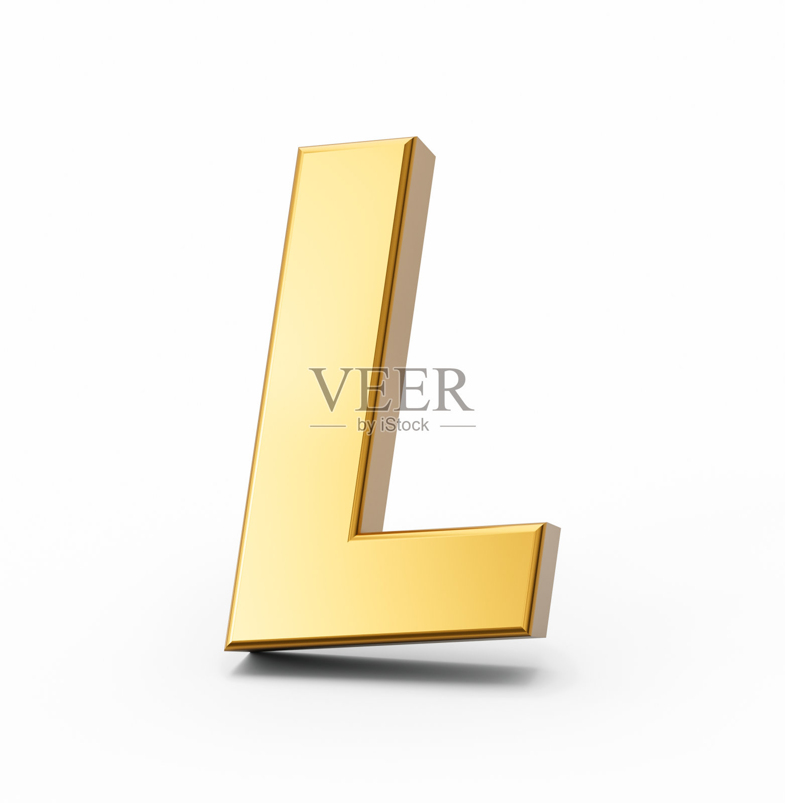 金色字母L在白色孤立的背景3D金色字母数字3D插图照片摄影图片